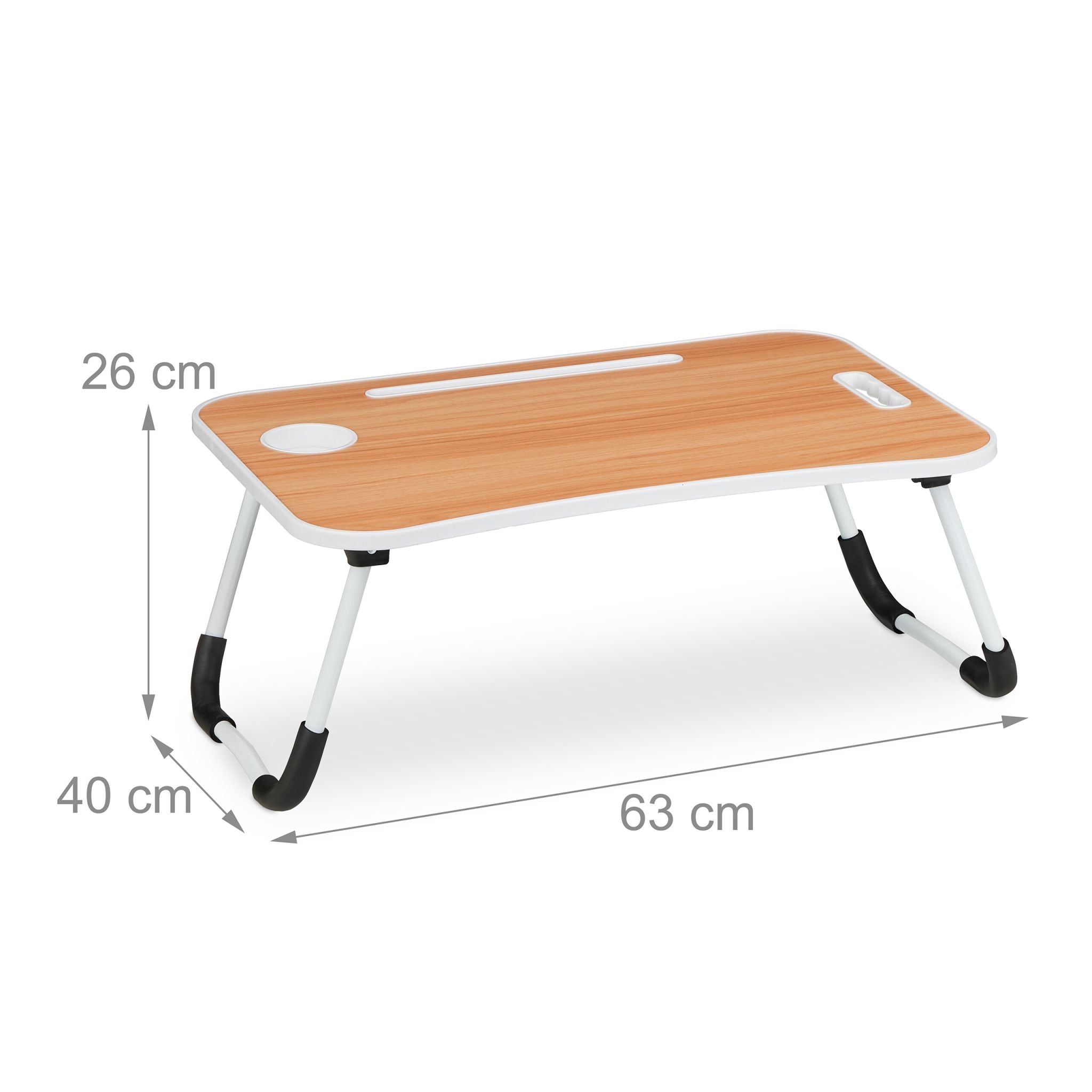Klappbarer Laptoptisch Weiss-Hellbraun-Schwarz von Relaxdays