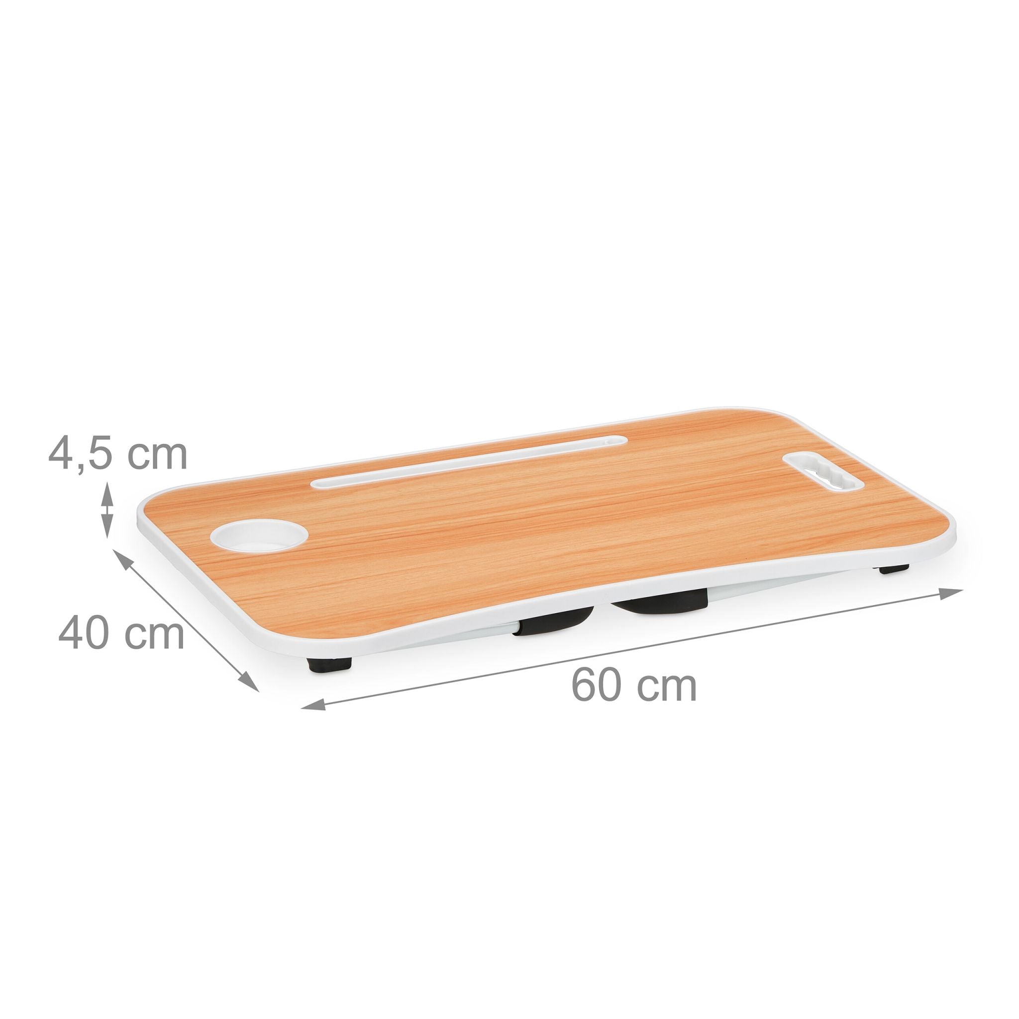Klappbarer Laptoptisch Weiss-Hellbraun-Schwarz von Relaxdays