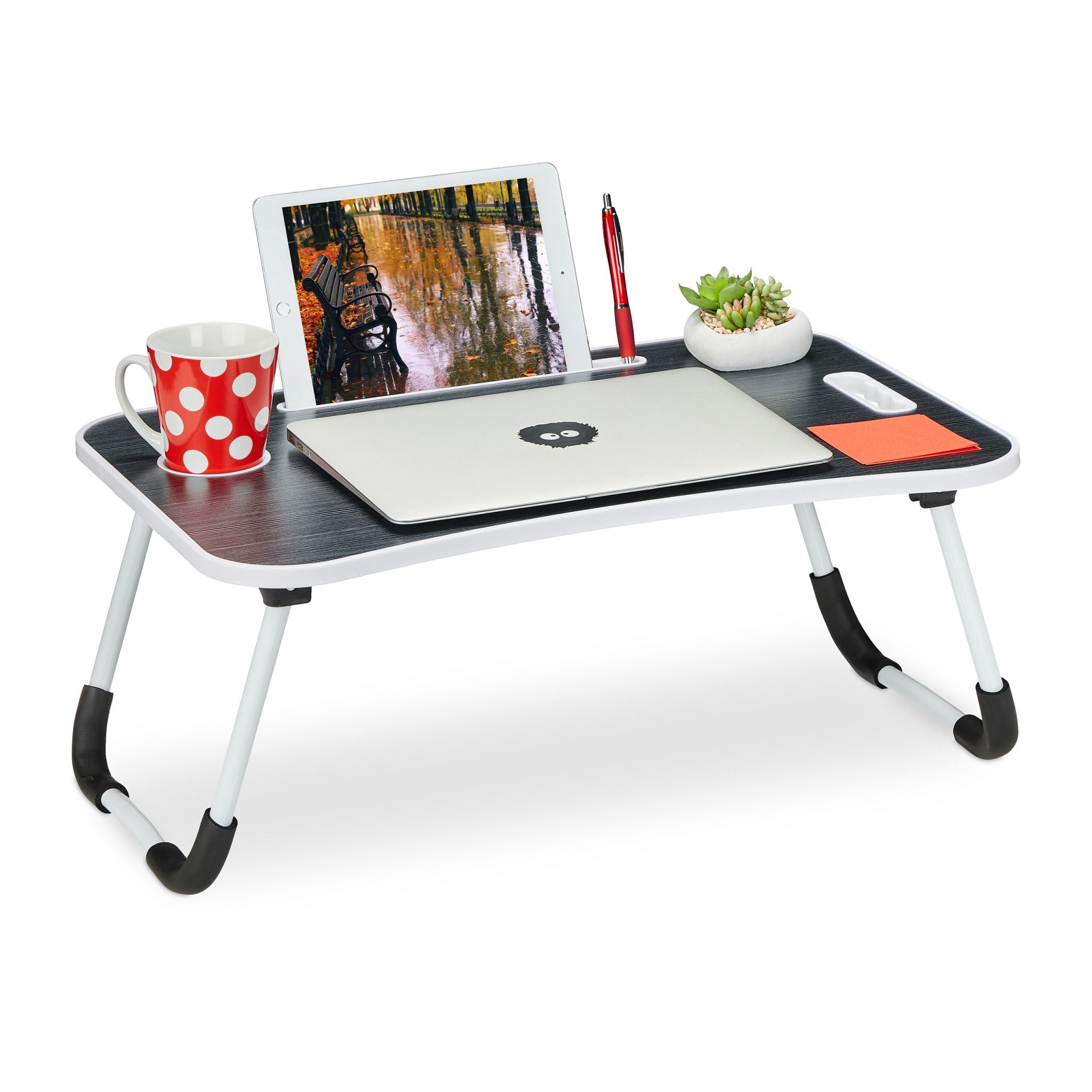 Klappbarer Laptoptisch Weiss-Schwarz von Relaxdays