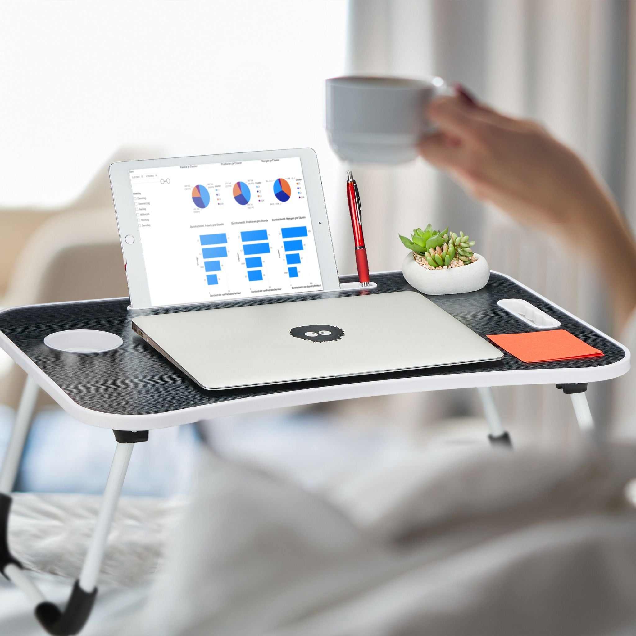 Klappbarer Laptoptisch Weiss-Schwarz von Relaxdays