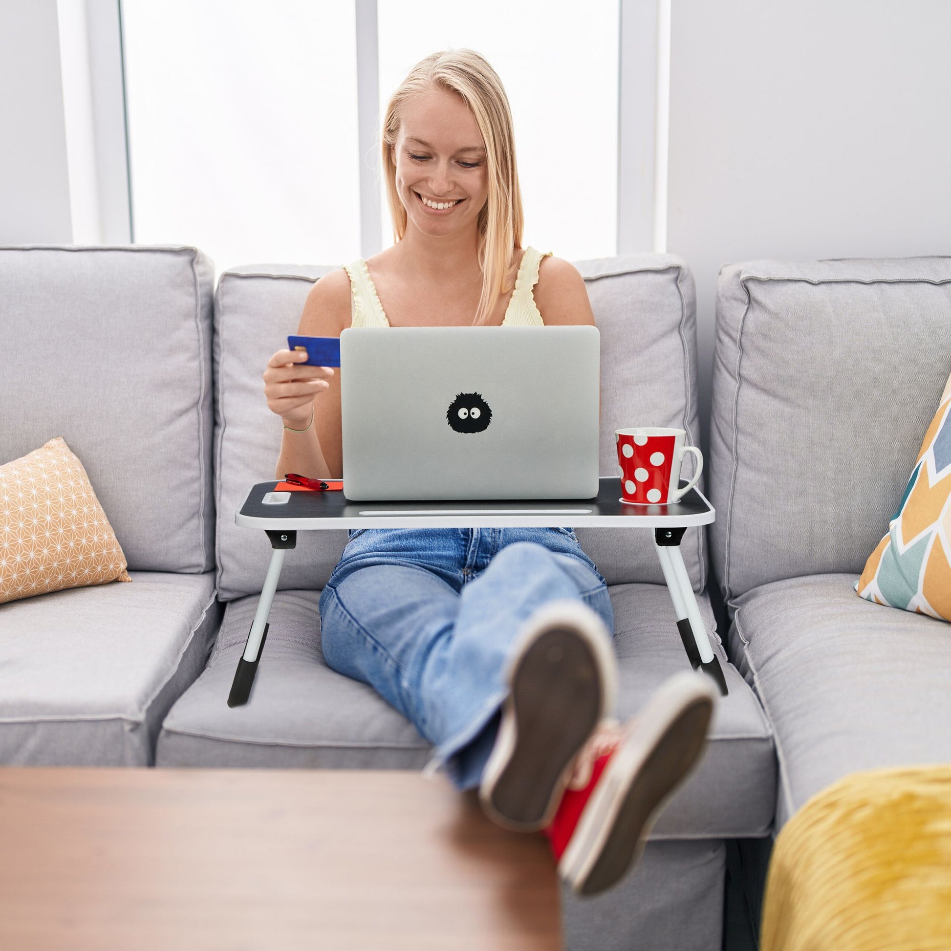 Klappbarer Laptoptisch Weiss-Schwarz von Relaxdays