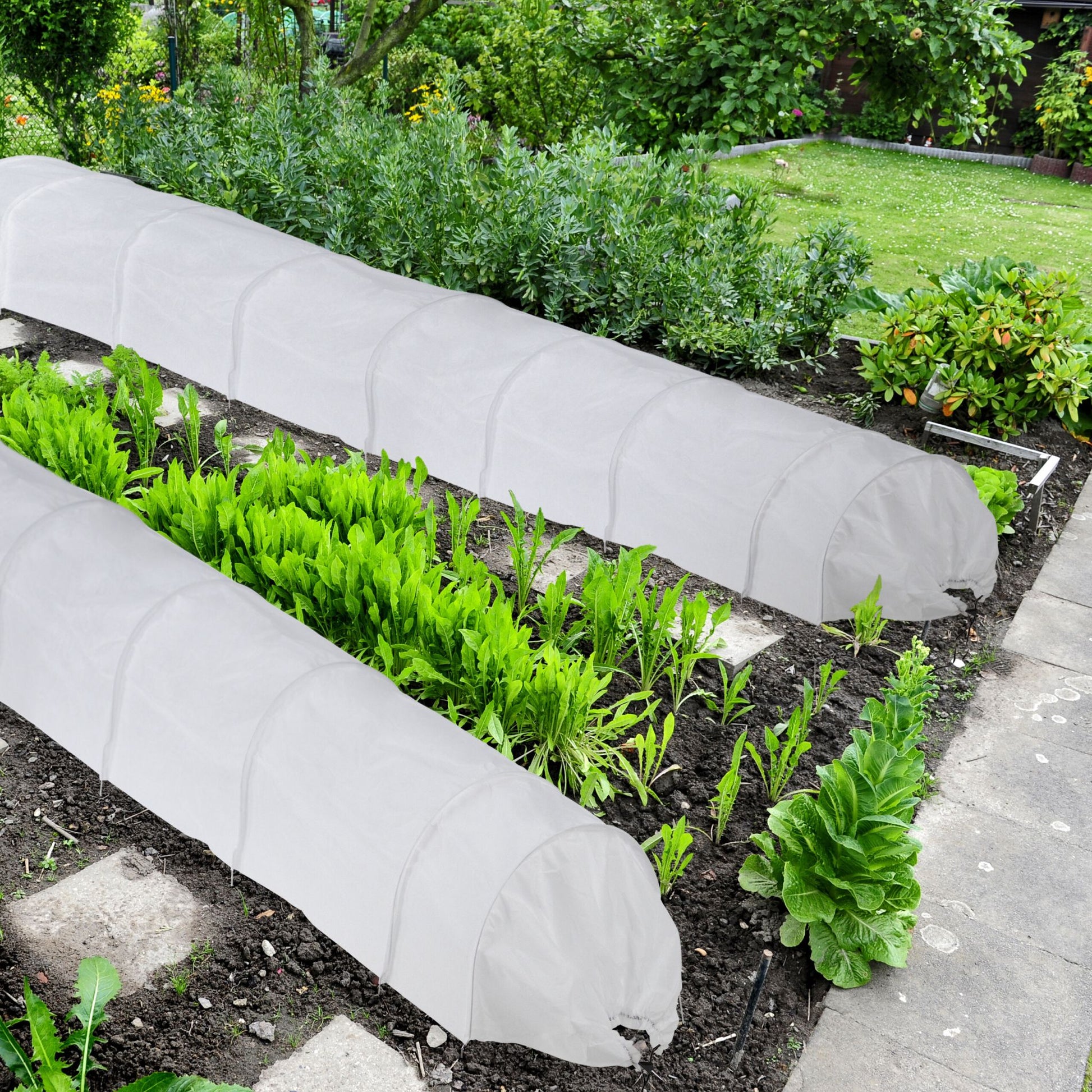 Pflanztunnel Vlies 5 m 2er-Set Weiss von Relaxdays
