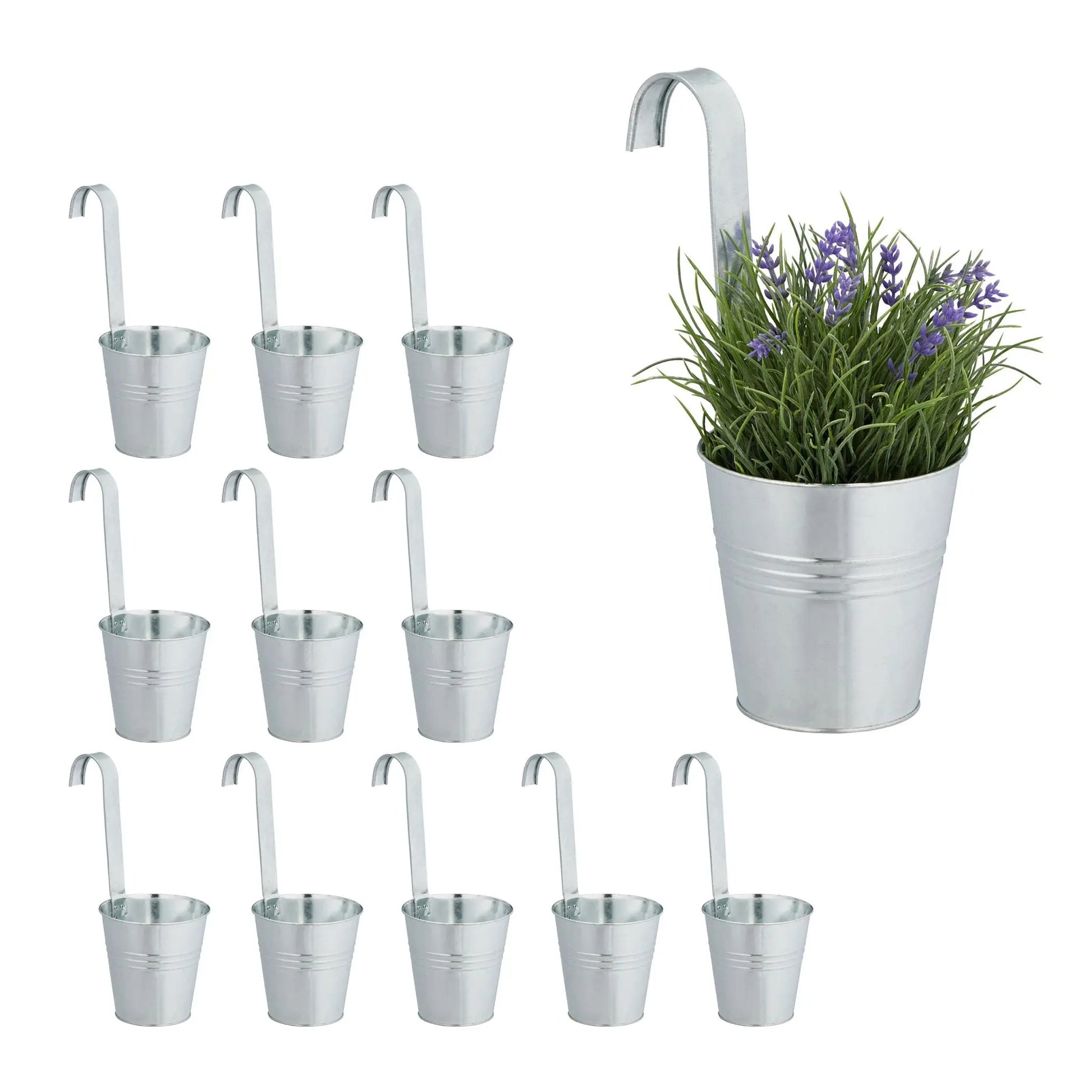 Hängetöpfe 12er-Set Silber von Relaxdays