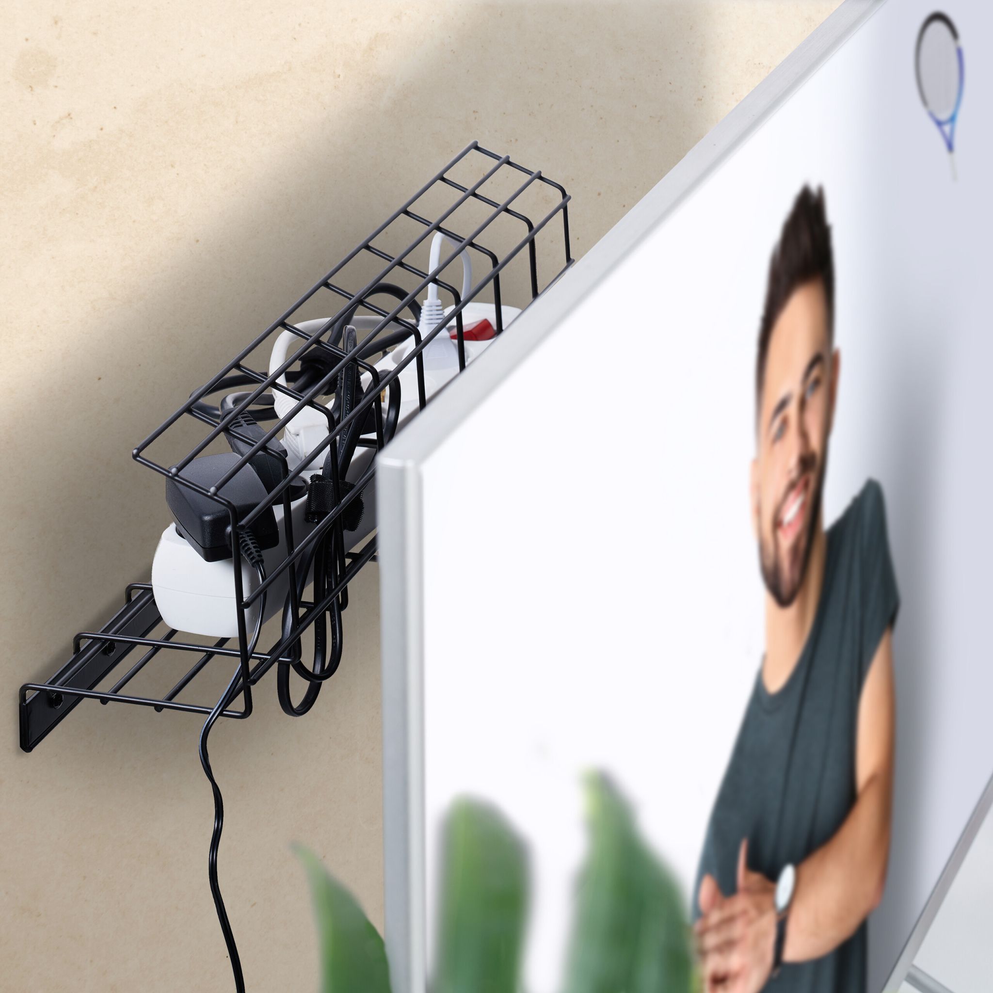 Kabelkanal für Schreibtisch 2er-Set Schwarz von Relaxdays