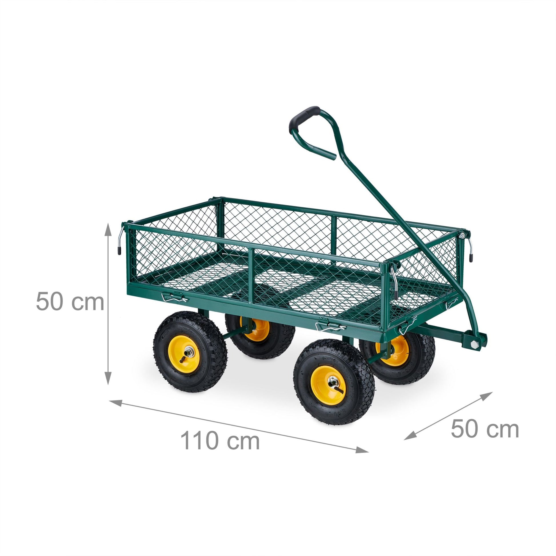Handwagen Dunkelgrün-Gelb-Schwarz von Relaxdays