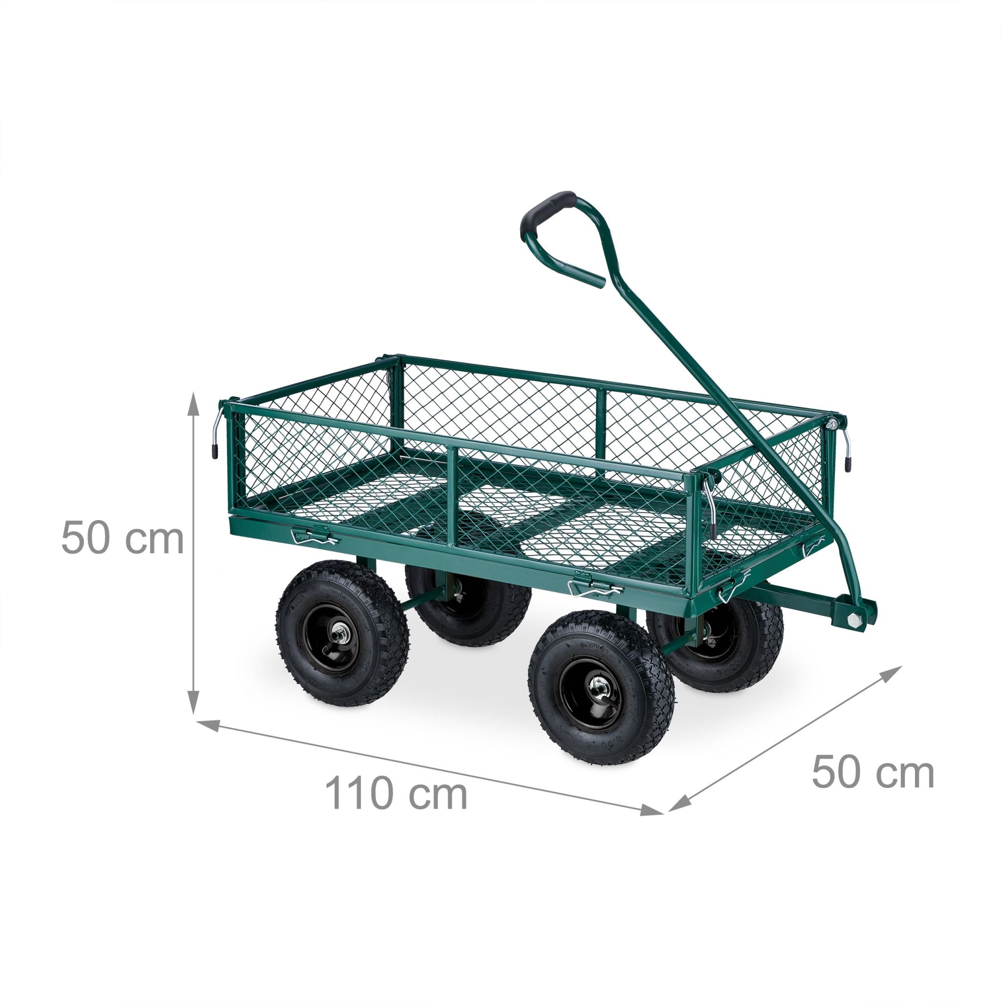 Handwagen Dunkelgrün-Schwarz von Relaxdays