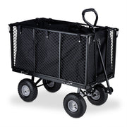 Hoher Handwagen für den Garten Schwarz-Silber von Relaxdays