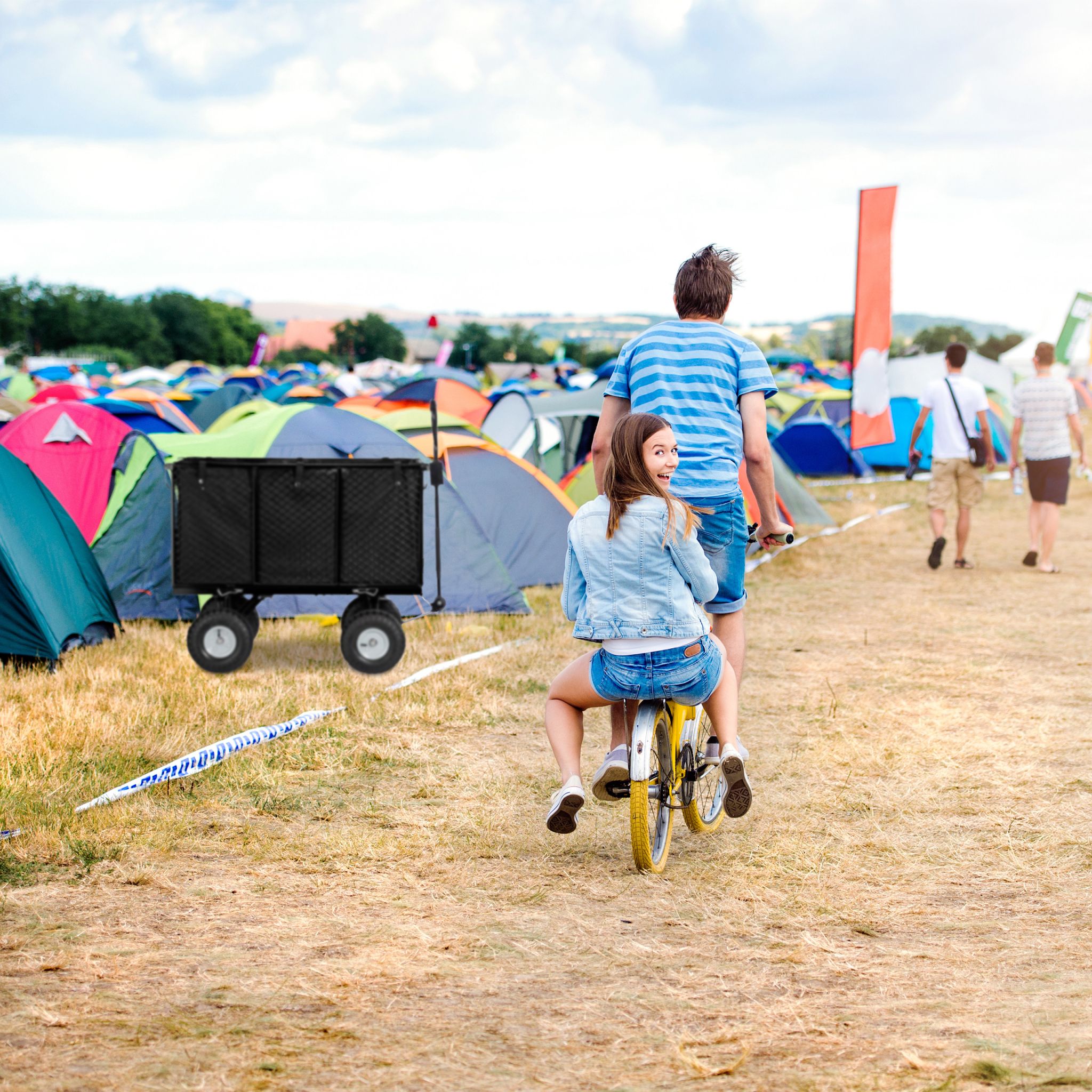 Hoher Handwagen für den Garten Schwarz-Silber von Relaxdays