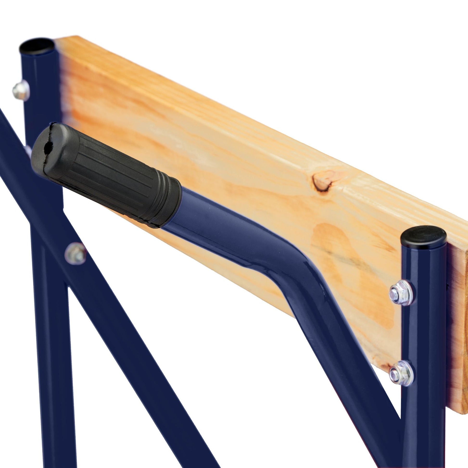 Aussenborder Ständer Stahl und Holz Dunkelblau-Hellbraun-Schwarz von Relaxdays