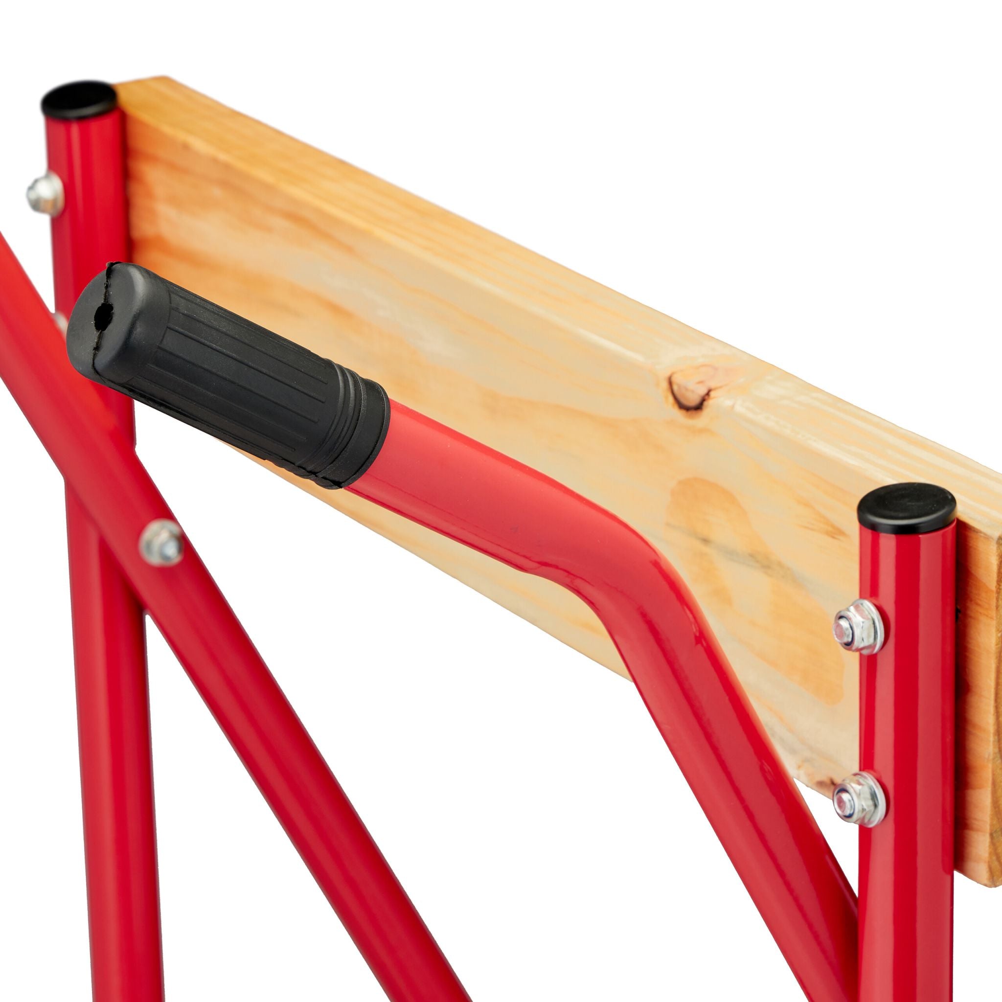 Aussenborder Ständer Stahl und Holz Hellbraun-Rot-Schwarz von Relaxdays