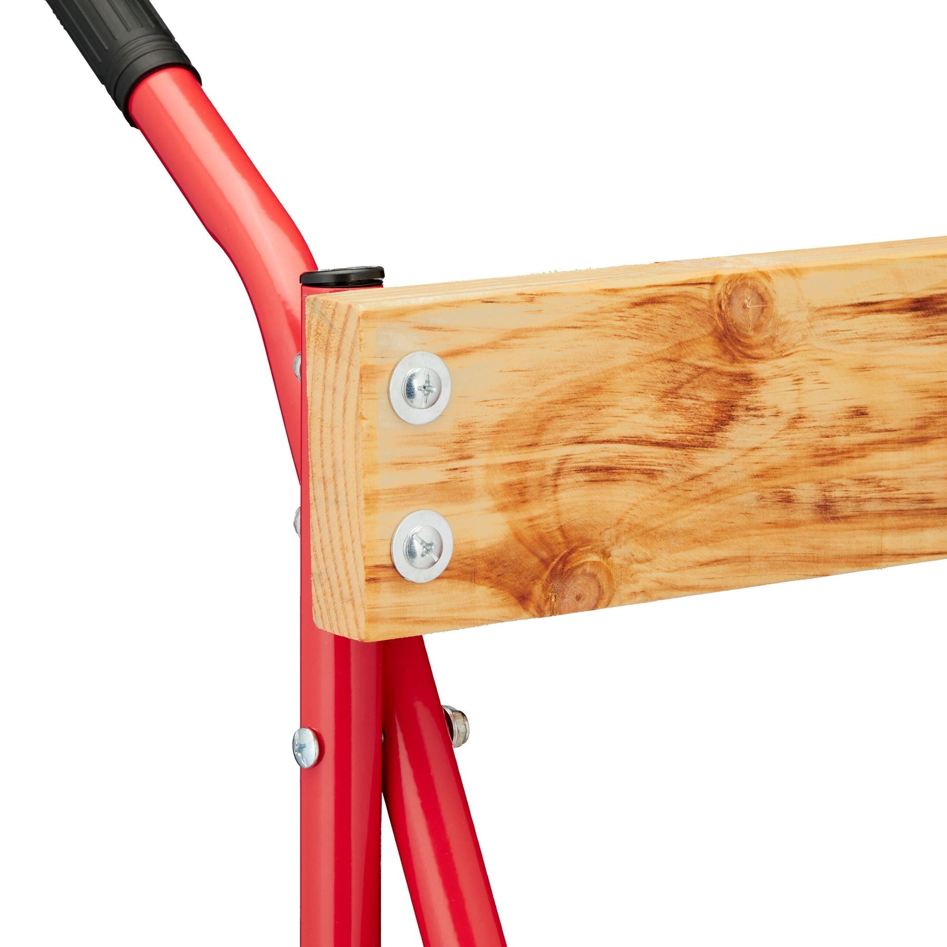 Aussenborder Ständer Stahl und Holz Hellbraun-Rot-Schwarz von Relaxdays
