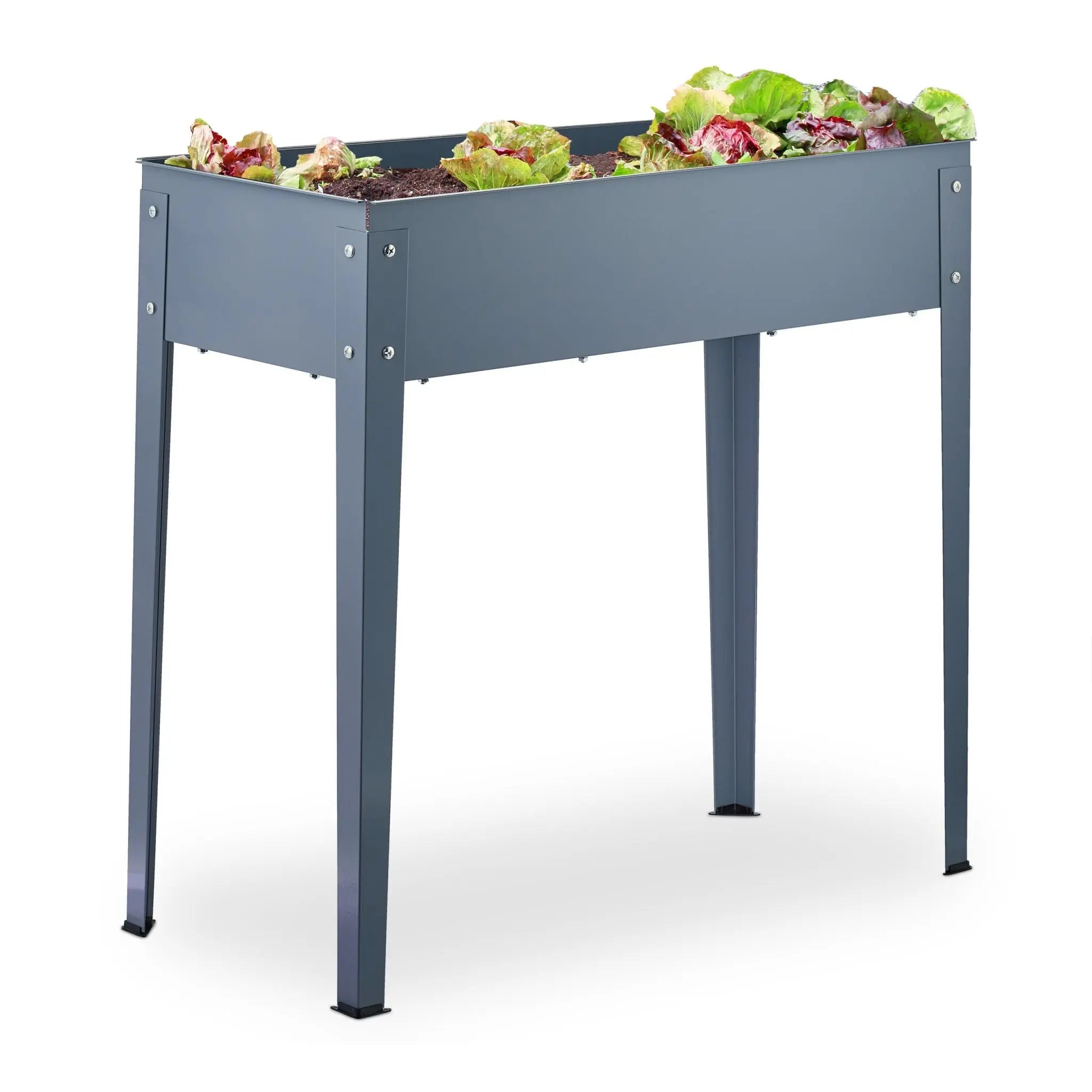 Hochbeet Metall schmal Grau von Relaxdays