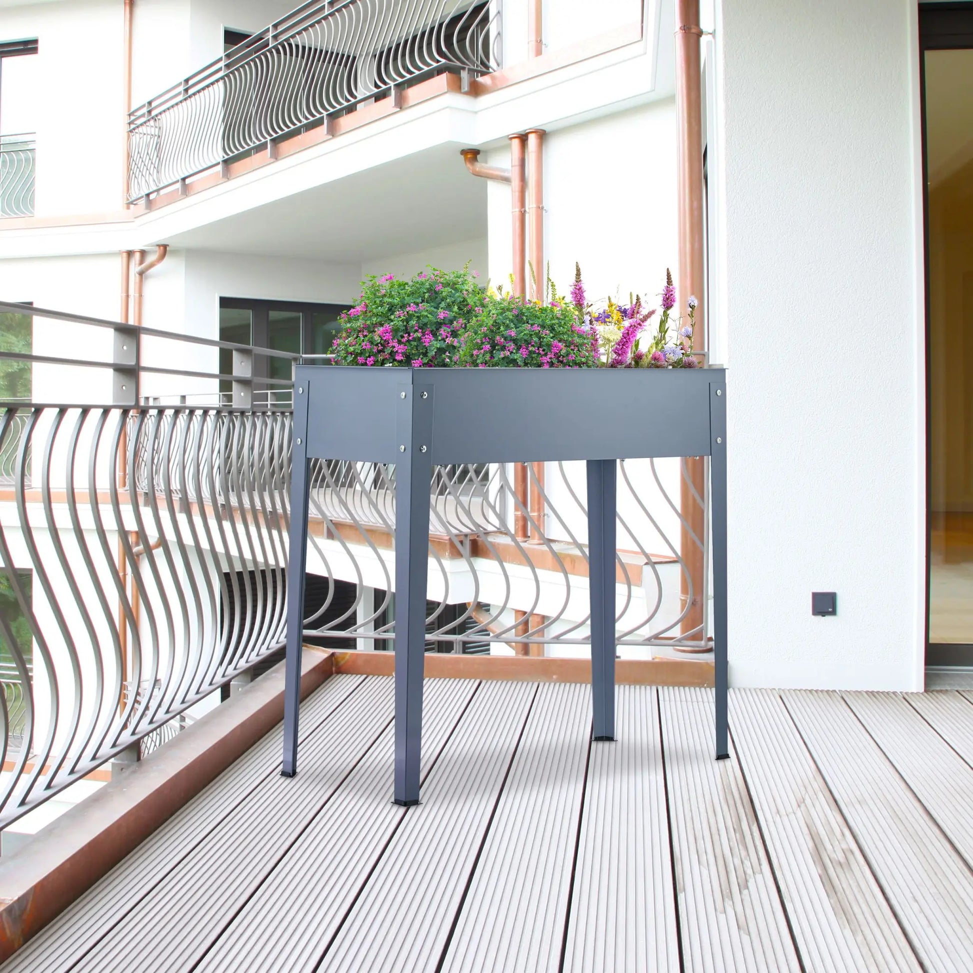 Hochbeet Metall schmal Grau von Relaxdays