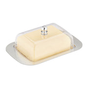 Butterdose Edelstahl & Kunststoff Silber-Transparent von Relaxdays