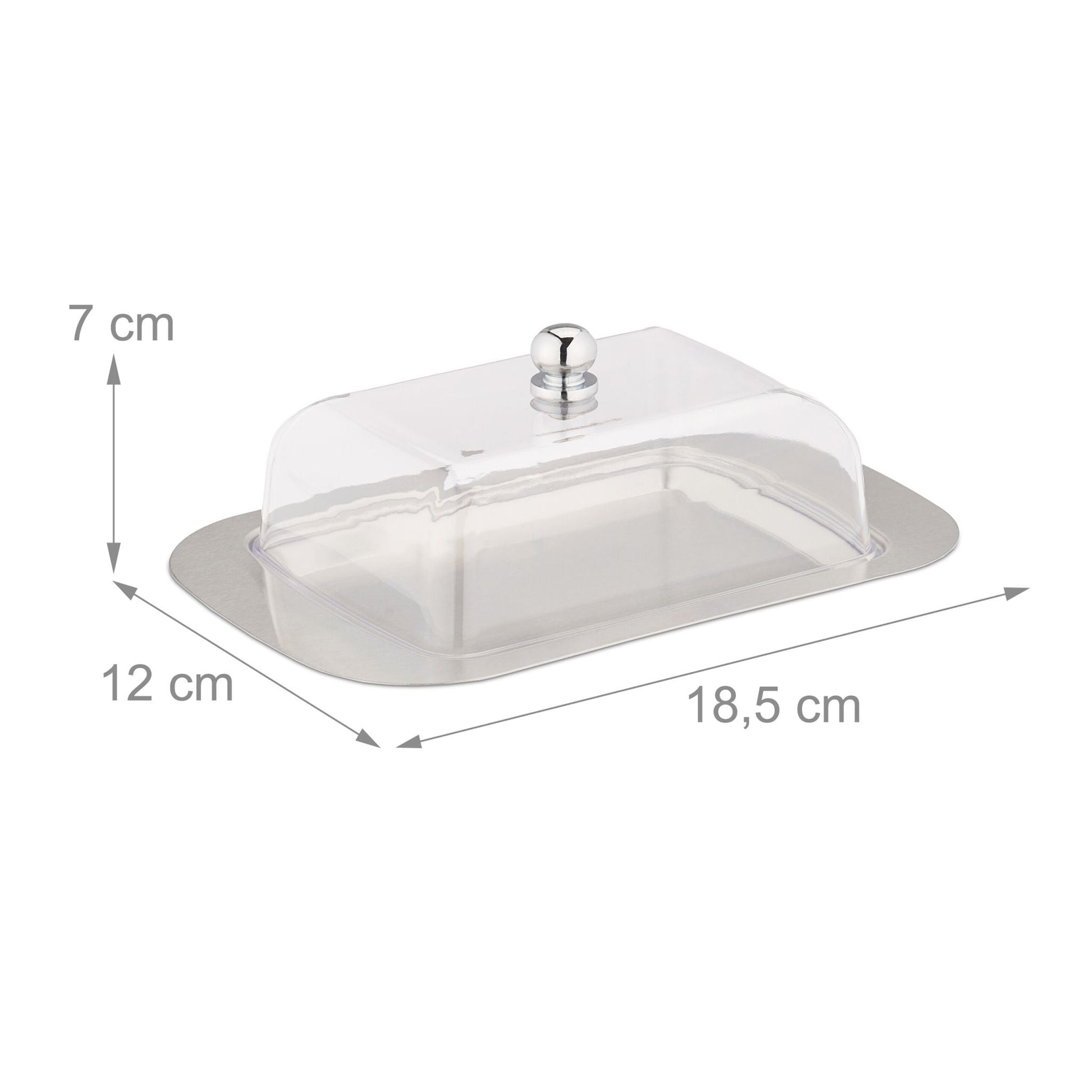 Butterdose Edelstahl & Kunststoff Silber-Transparent von Relaxdays