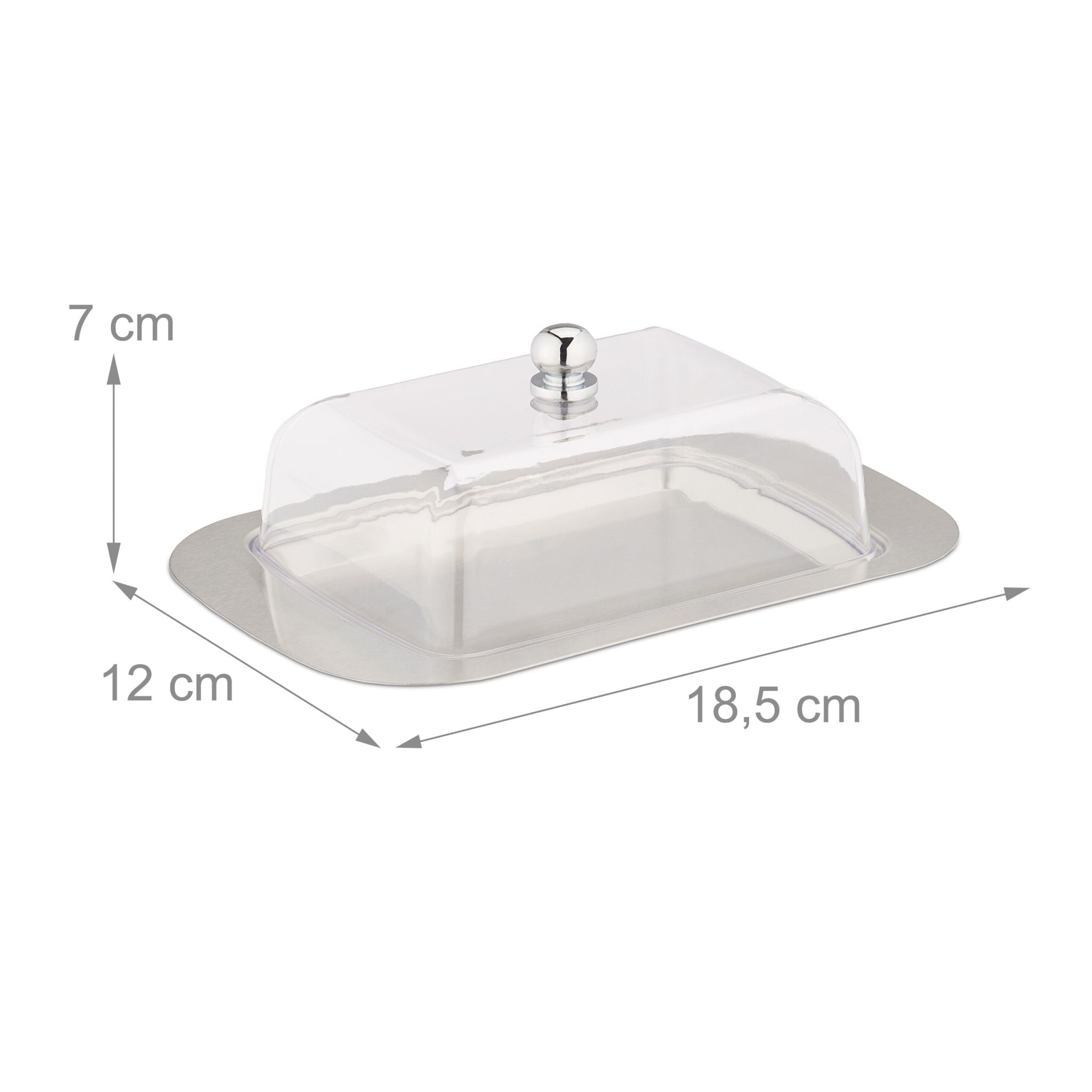 Butterdose Edelstahl & Kunststoff Silber-Transparent von Relaxdays