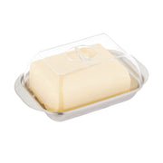 Butterdose mit Deckel Silber-Transparent von Relaxdays