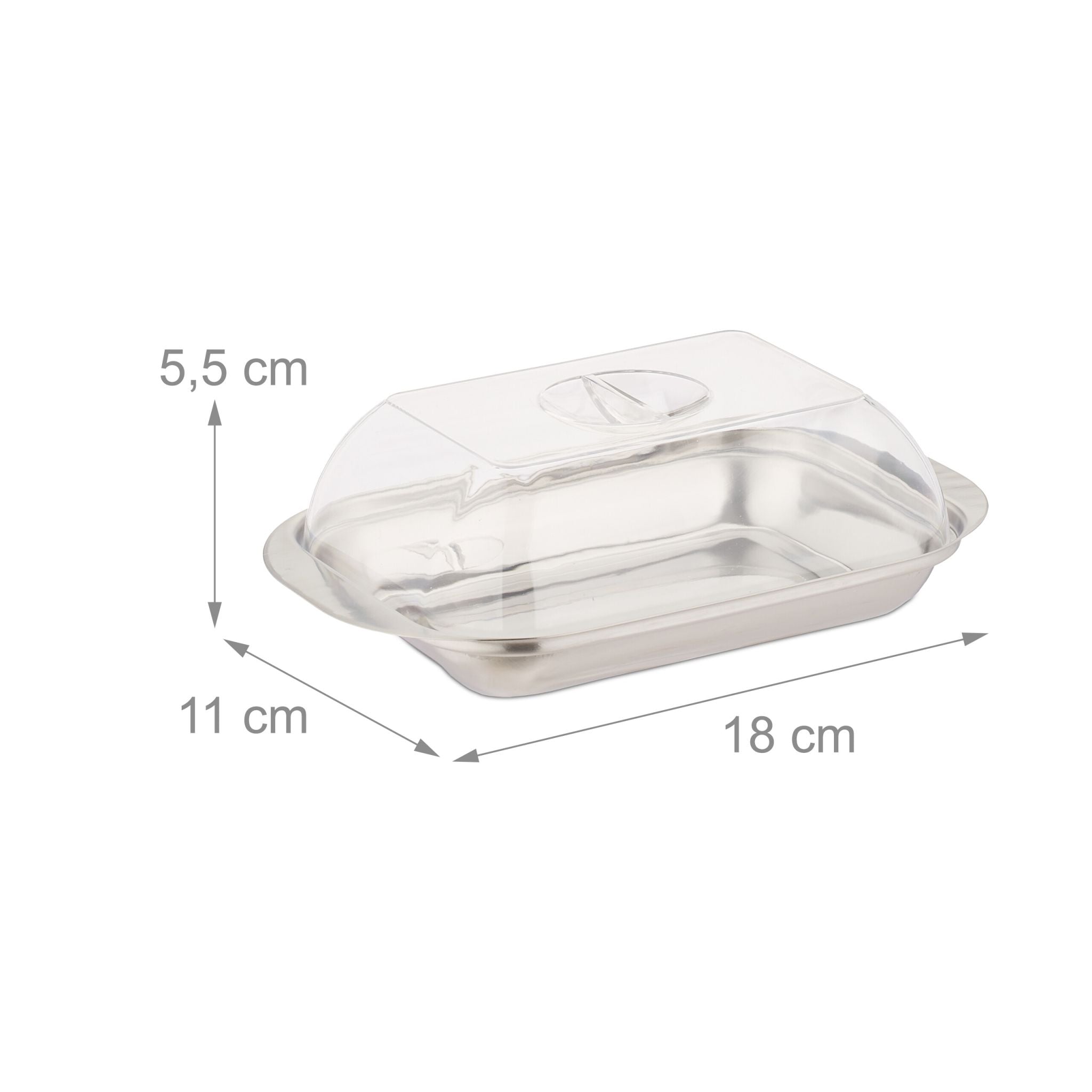 Butterdose mit Deckel Silber-Transparent von Relaxdays