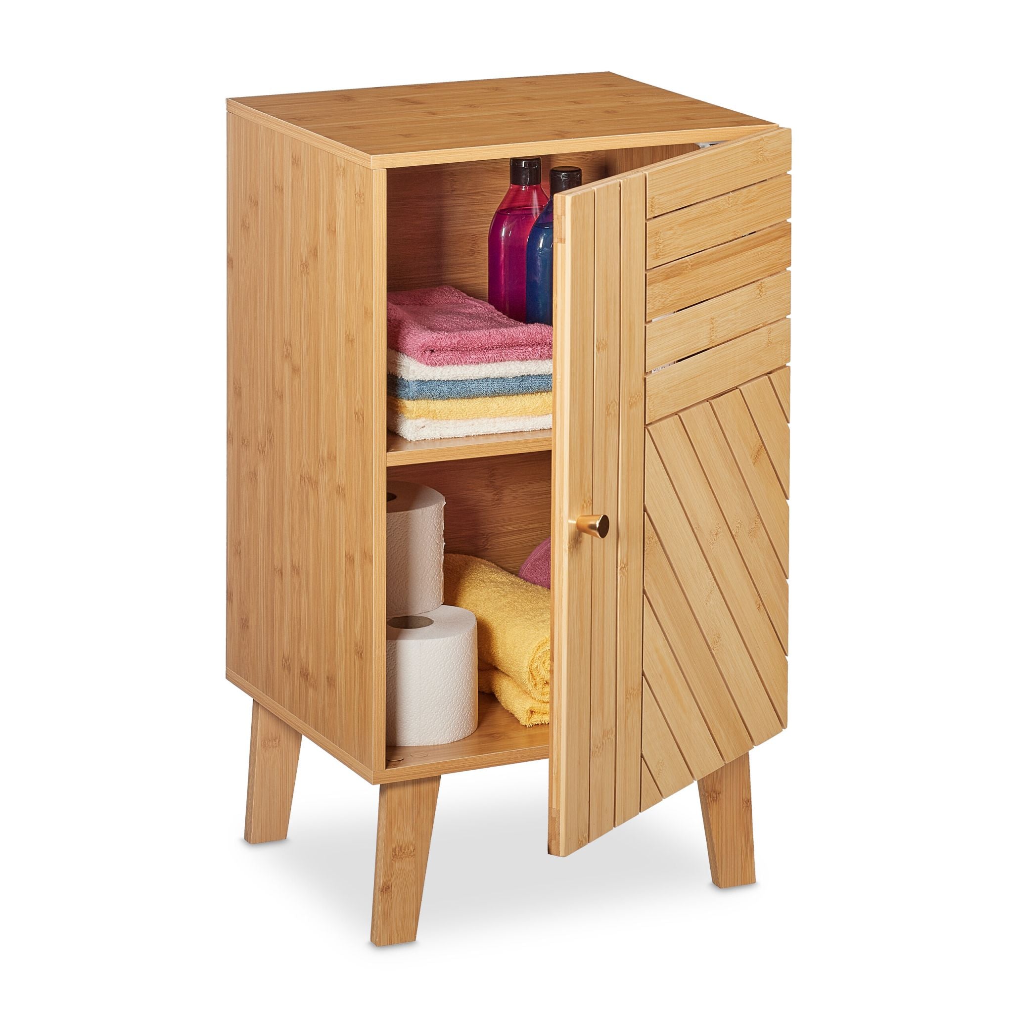 Badschrank Bambus Gold-Hellbraun von Relaxdays