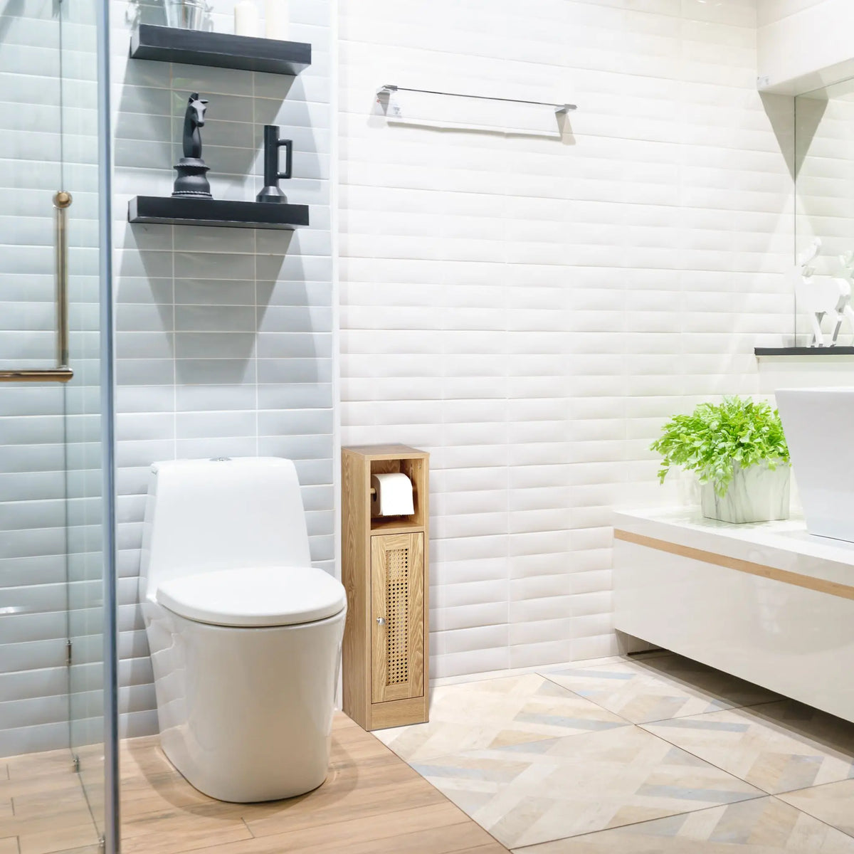 Toilettenpapierhalter stehend Holzoptik Hellbraun von Relaxdays
