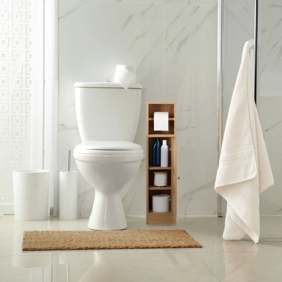 Toilettenpapierhalter stehend Holzoptik Hellbraun von Relaxdays