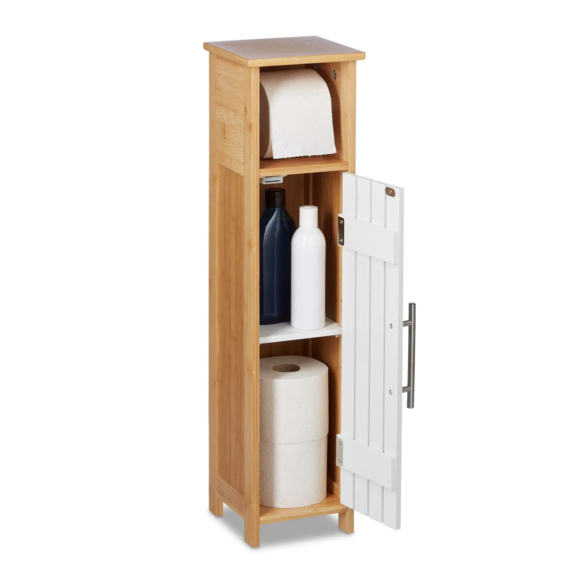 Toilettenpapierhalter stehend Holzoptik Weiss-Hellbraun von Relaxdays