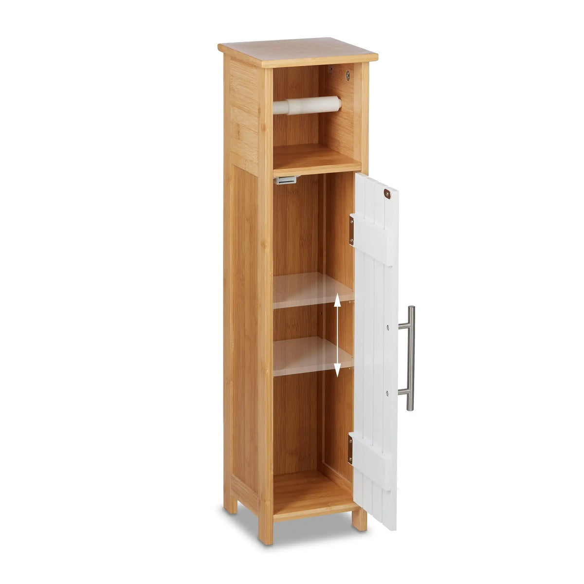 Toilettenpapierhalter stehend Holzoptik Weiss-Hellbraun von Relaxdays