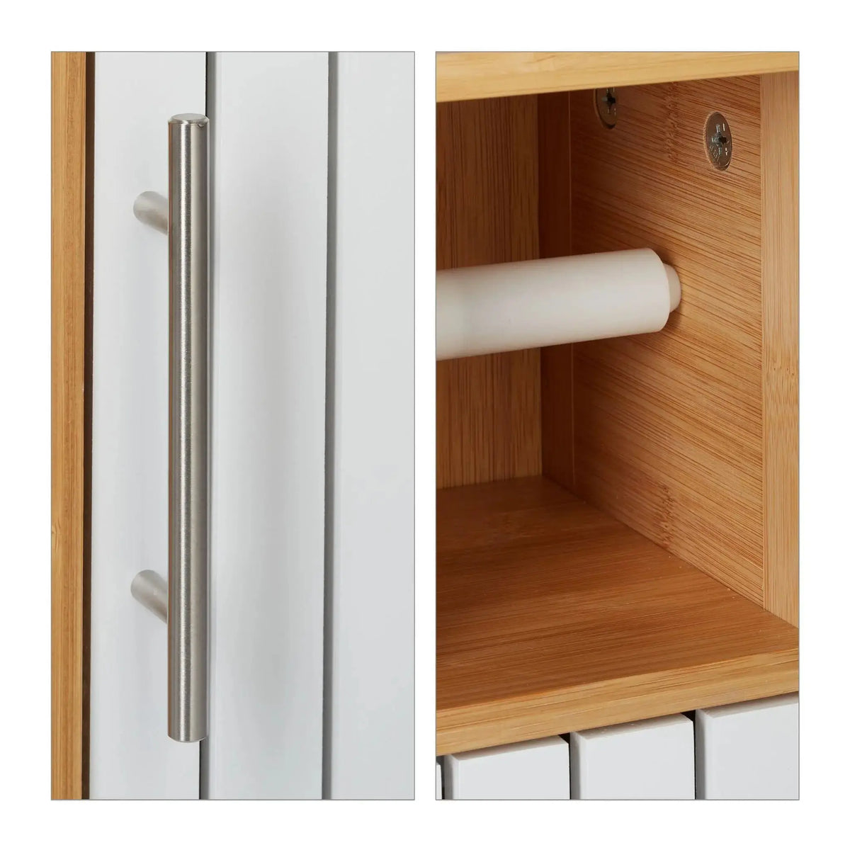 Toilettenpapierhalter stehend Holzoptik Weiss-Hellbraun von Relaxdays