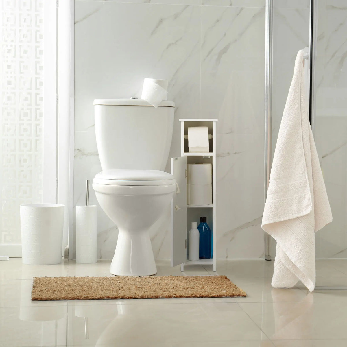 Stehender Toilettenpapierhalter in Weiss Weiss von Relaxdays