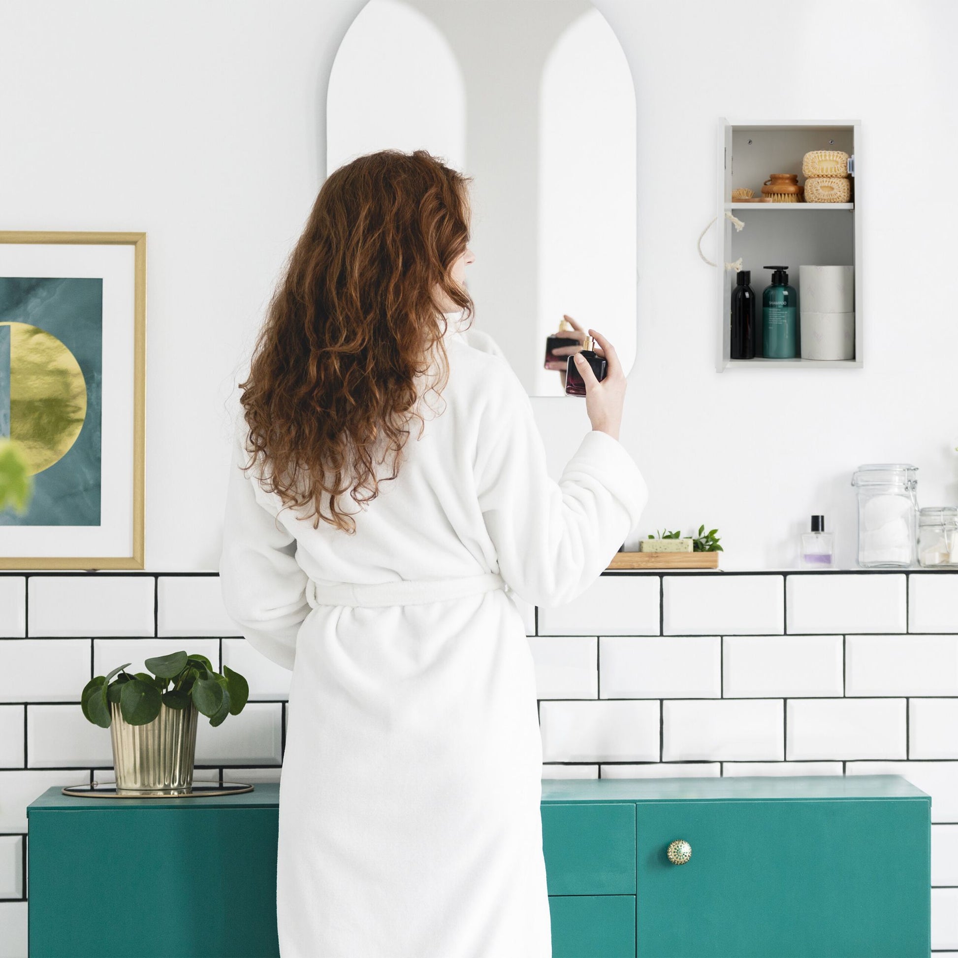 Weisser Hängeschrank Bad Weiss-Creme von Relaxdays