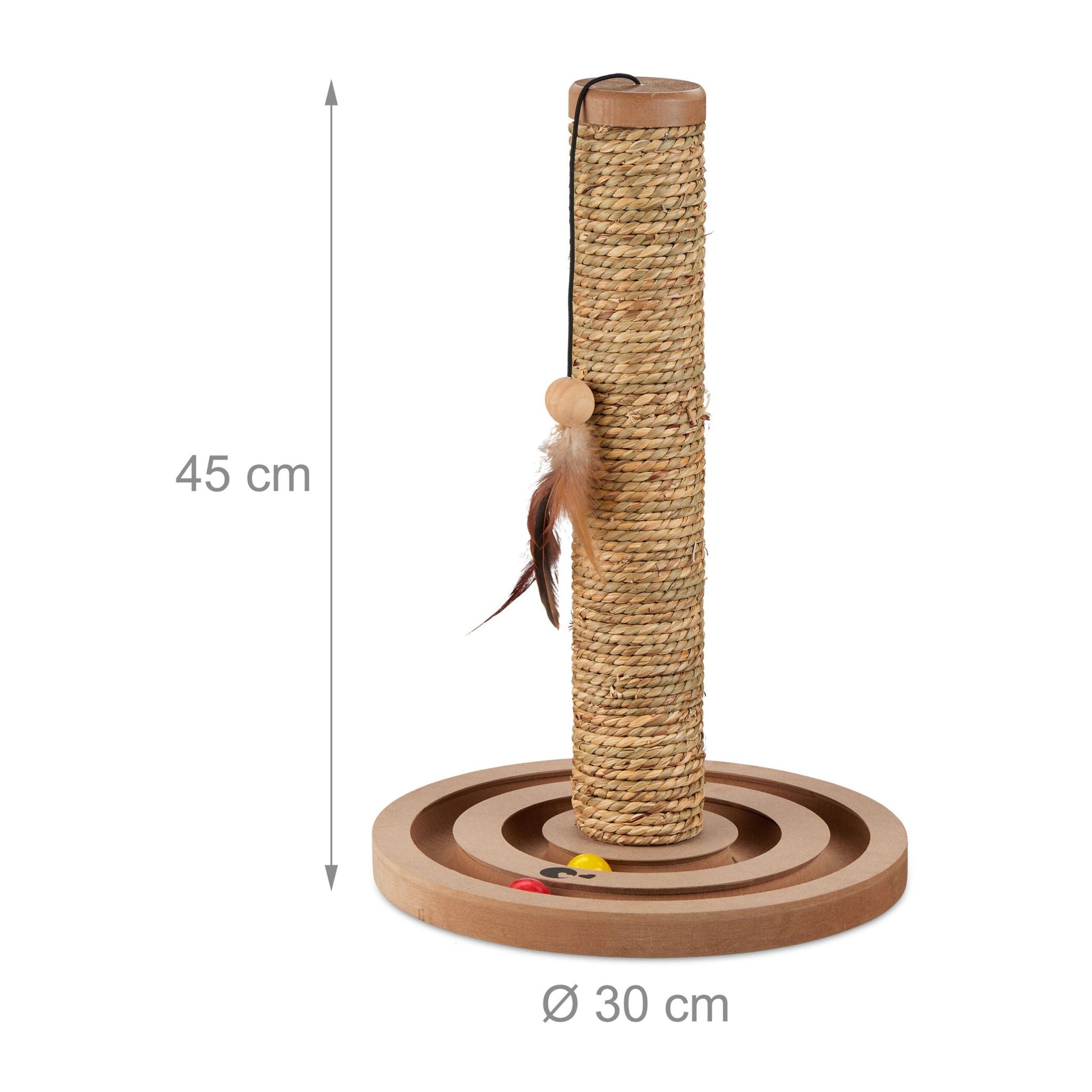 Kratzsäule mit Spielzeug Beige-Braun-Rot von Relaxdays