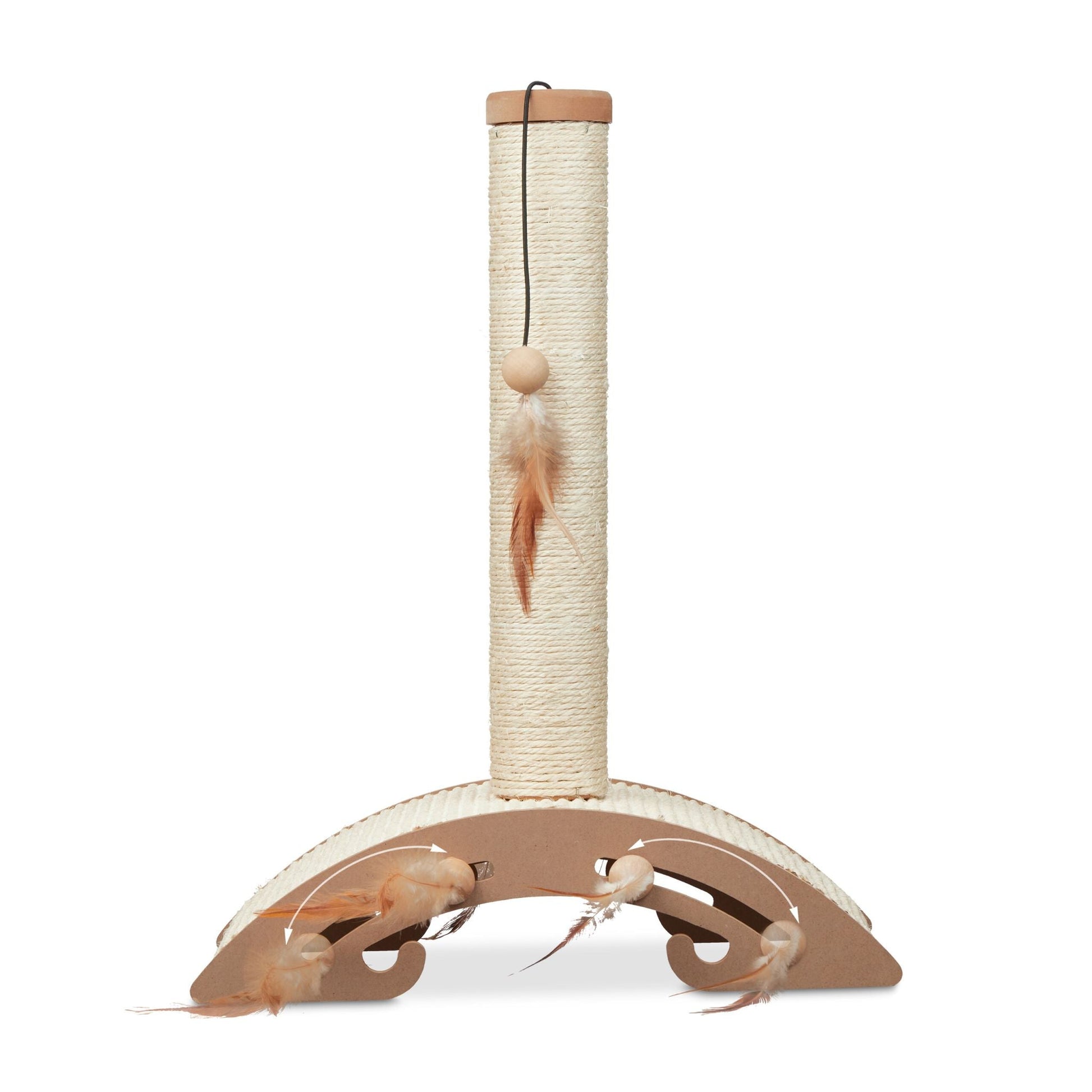 Kratzsäule mit Kratzbrett & Spielzeug Braun-Creme von Relaxdays