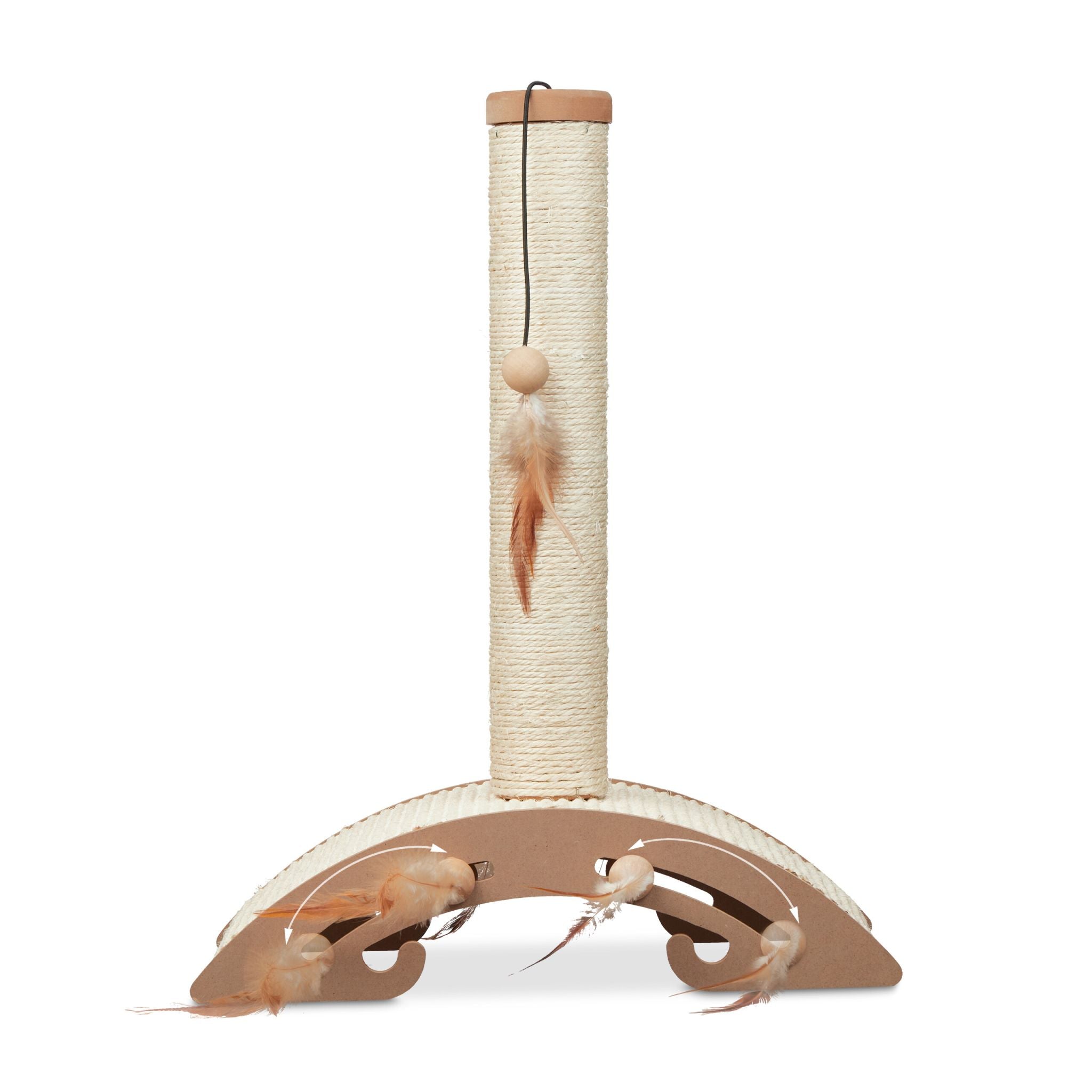 Kratzsäule mit Kratzbrett & Spielzeug Braun-Creme von Relaxdays