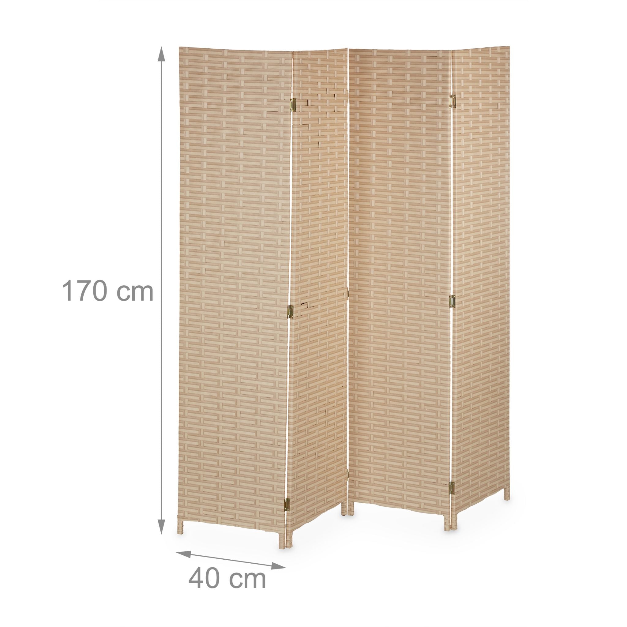 Paravent 170cm 4-teilig Hellbraun von Relaxdays