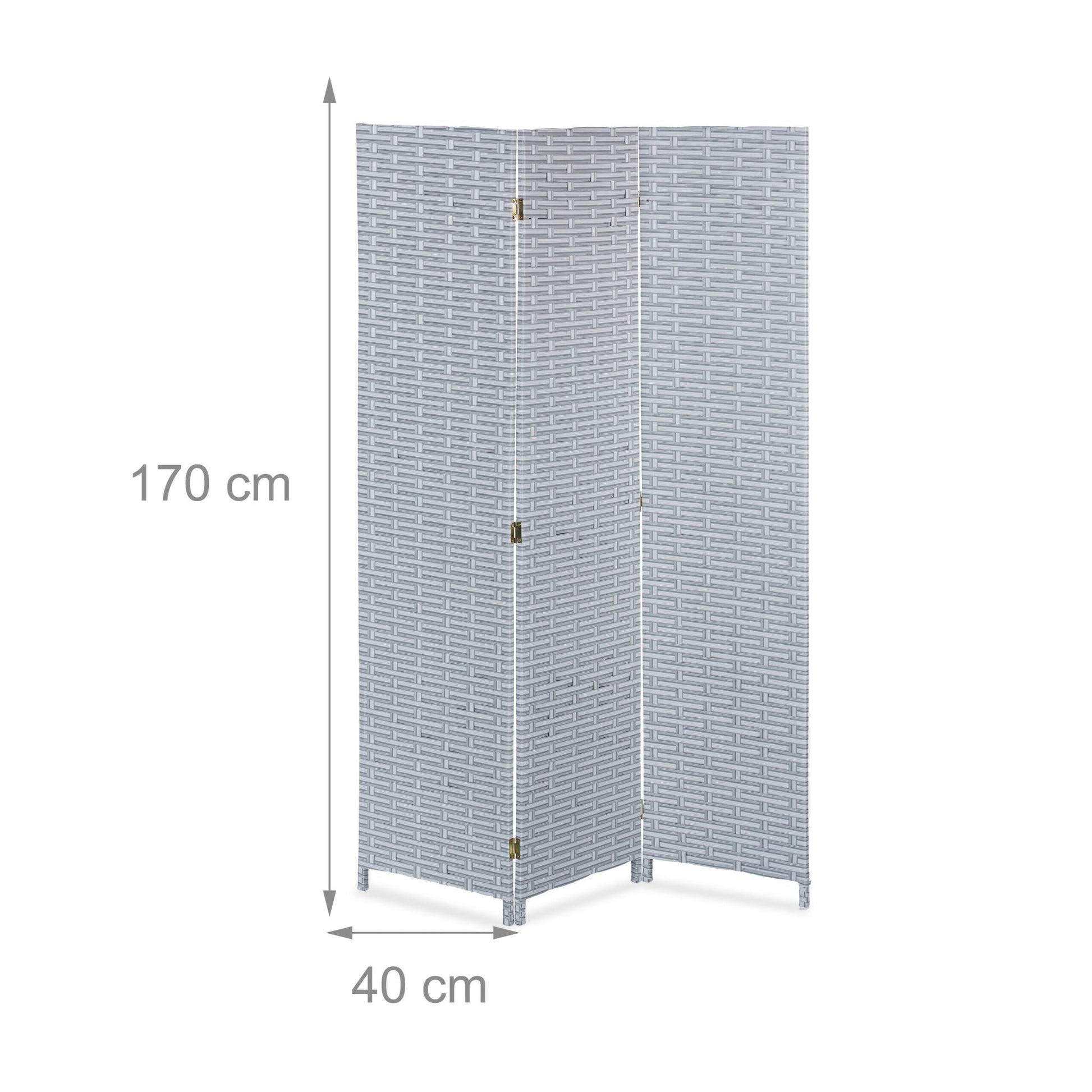 Paravent 170cm 3-teilig Weiss-Grau von Relaxdays