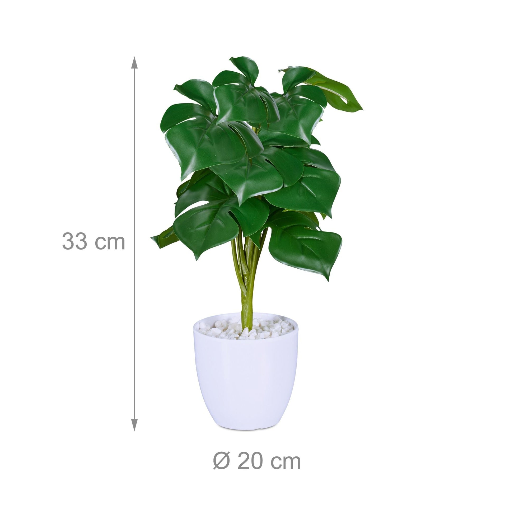 Kunstpflanze Monstera 2er-Set Weiss-Dunkelgrün von Relaxdays