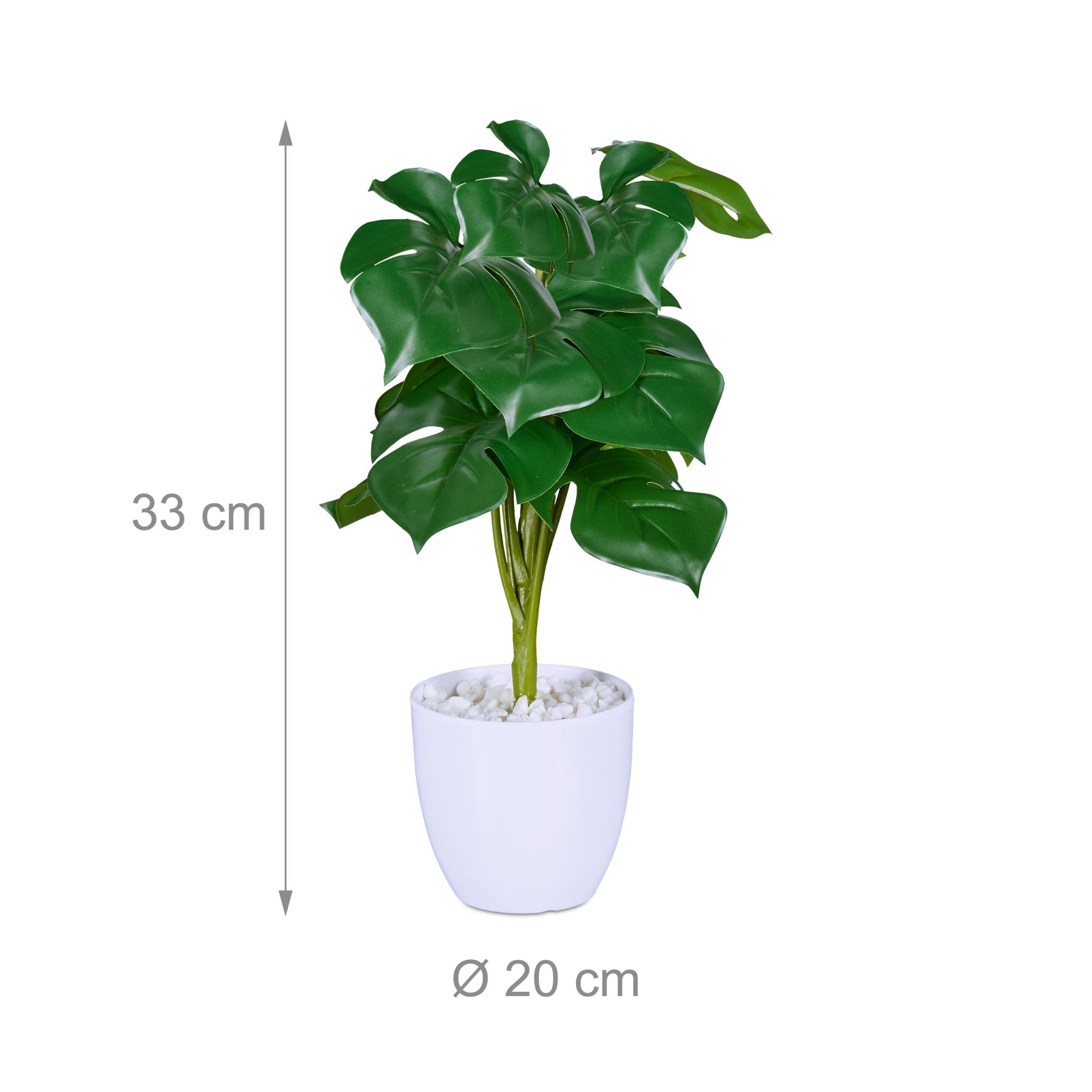 Kunstpflanze Monstera 2er-Set Weiss-Dunkelgrün von Relaxdays