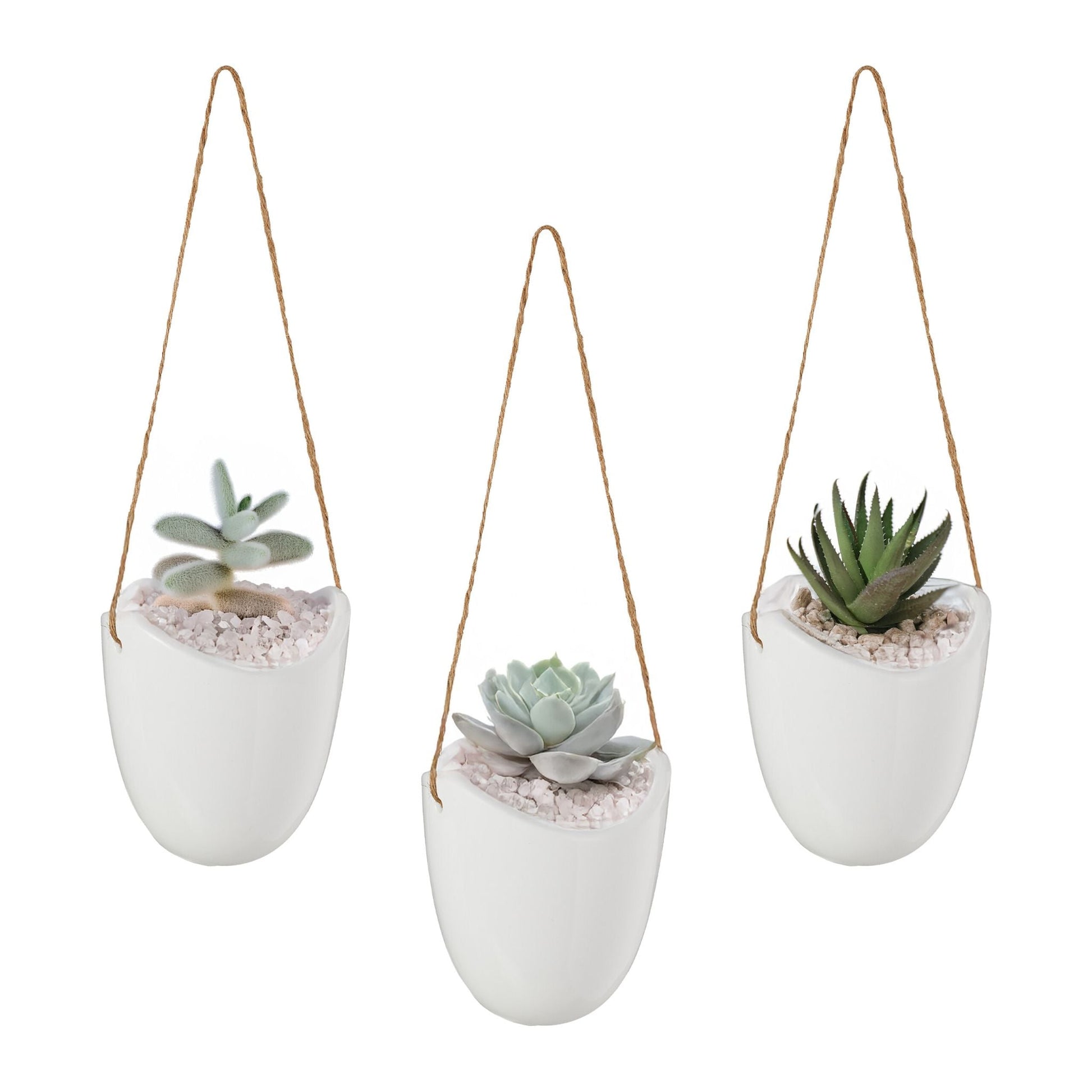 Hängende Wandvase 3er-Set Weiss-Hellbraun von Relaxdays