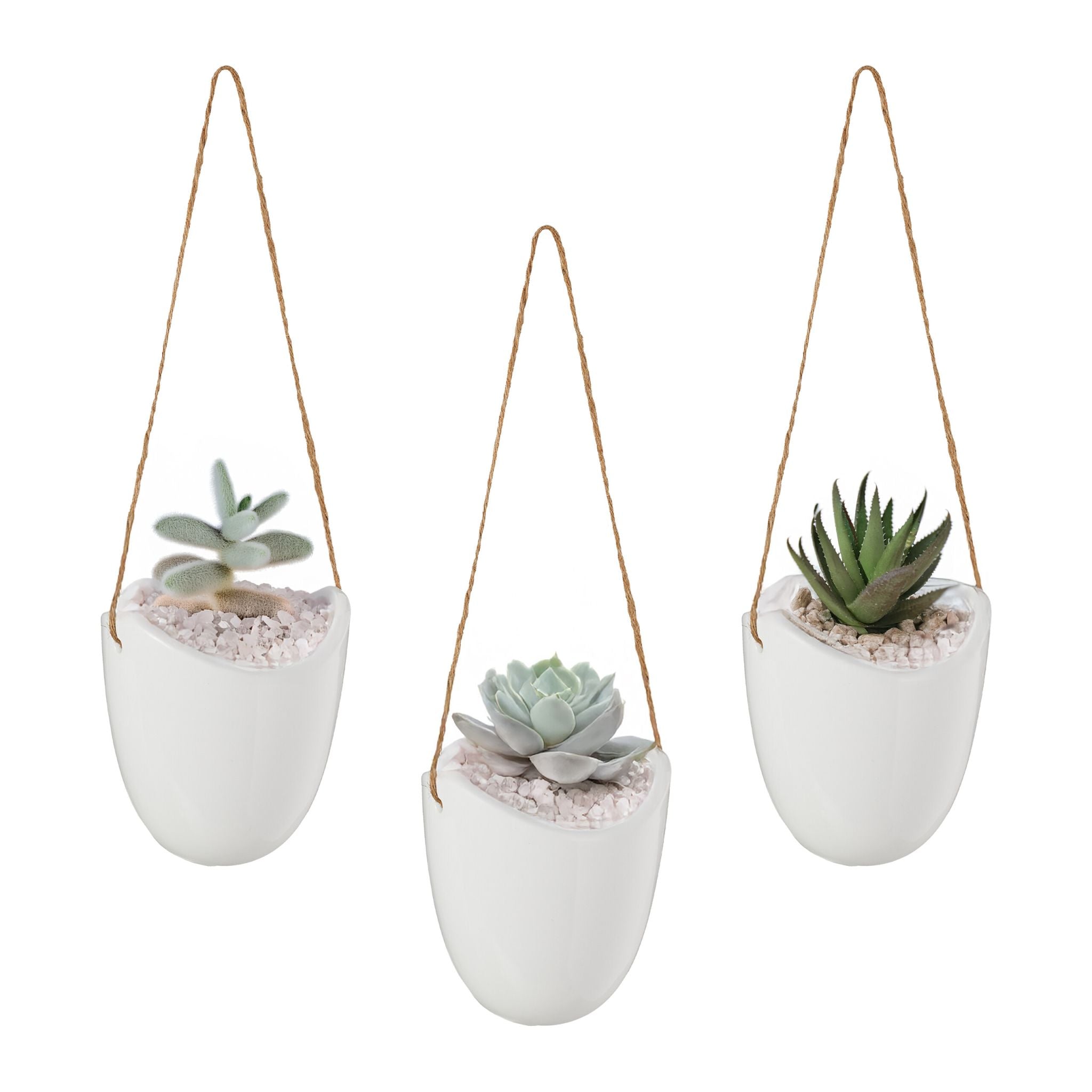 Hängende Wandvase 3er-Set Weiss-Hellbraun von Relaxdays
