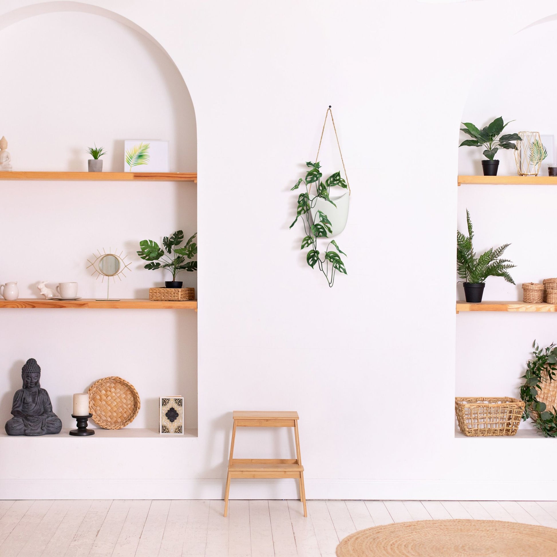 Hängende Wandvase 3er-Set Weiss-Hellbraun von Relaxdays