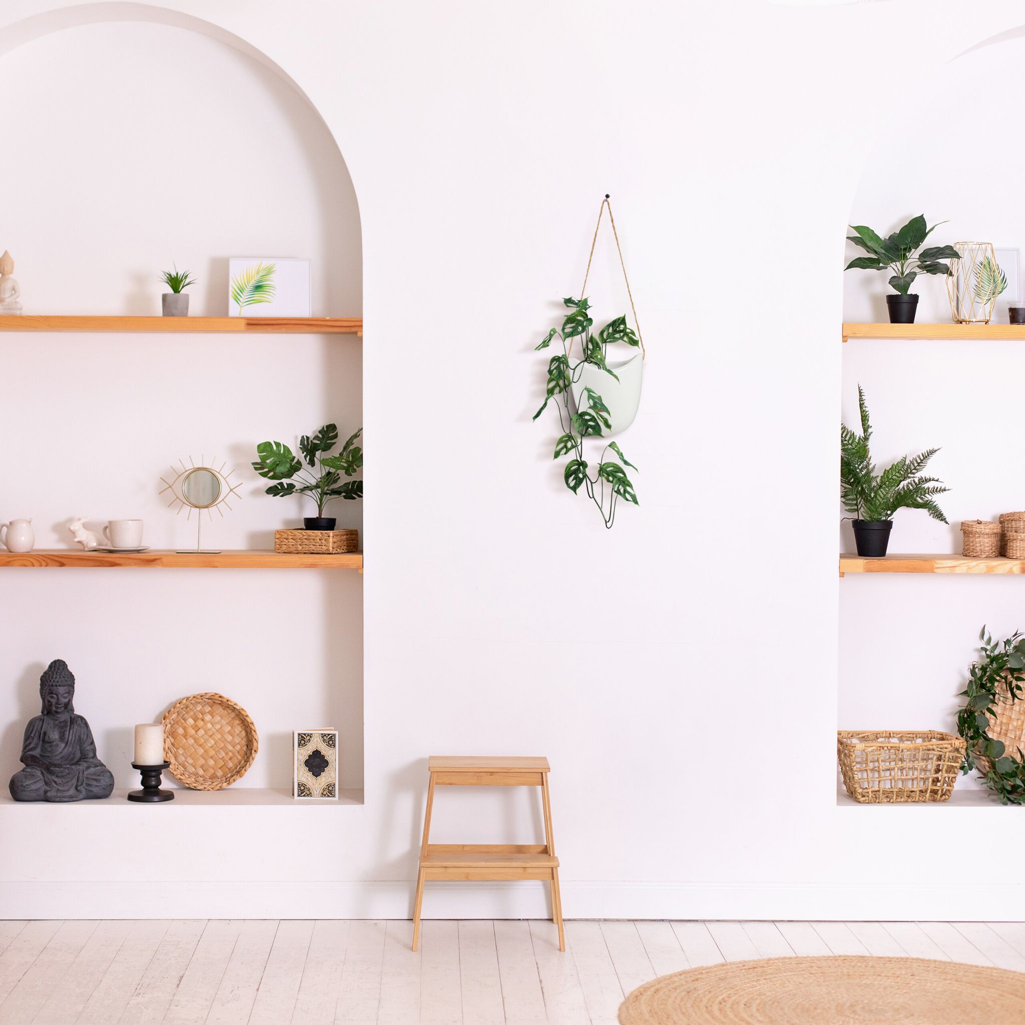 Hängende Wandvase 3er-Set Weiss-Hellbraun von Relaxdays