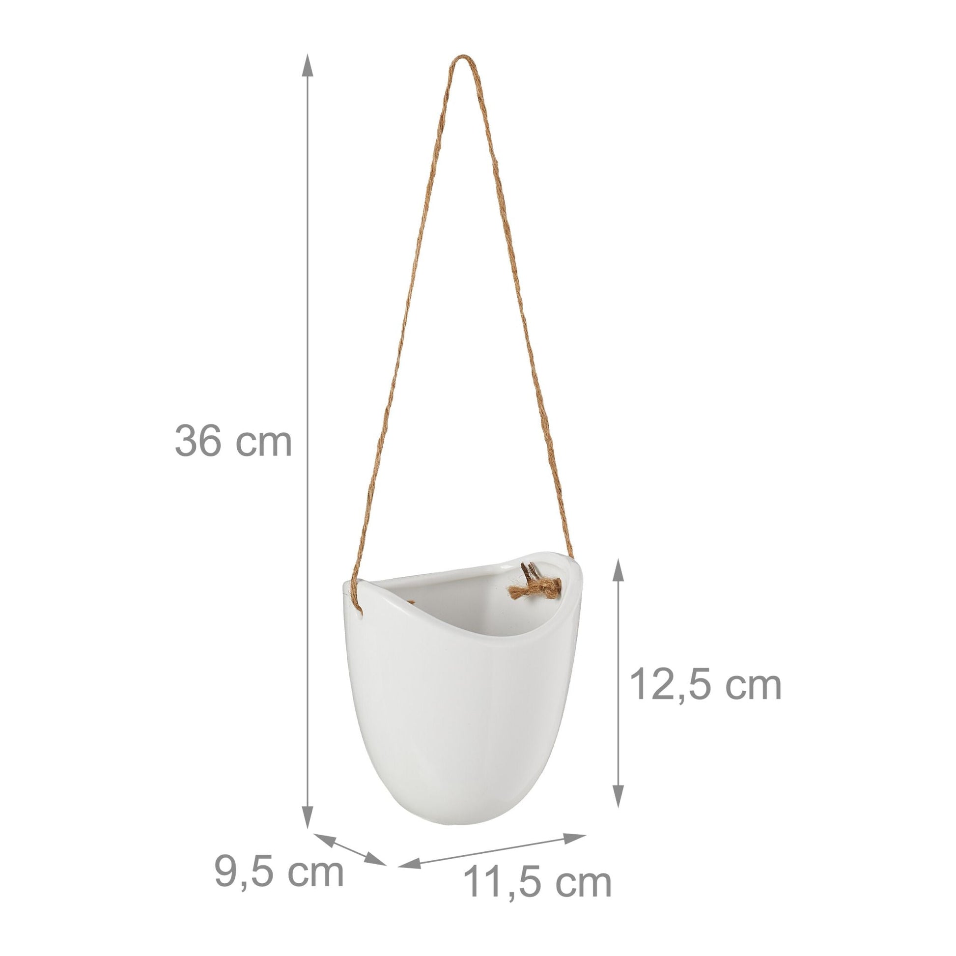 Hängende Wandvase 3er-Set Weiss-Hellbraun von Relaxdays