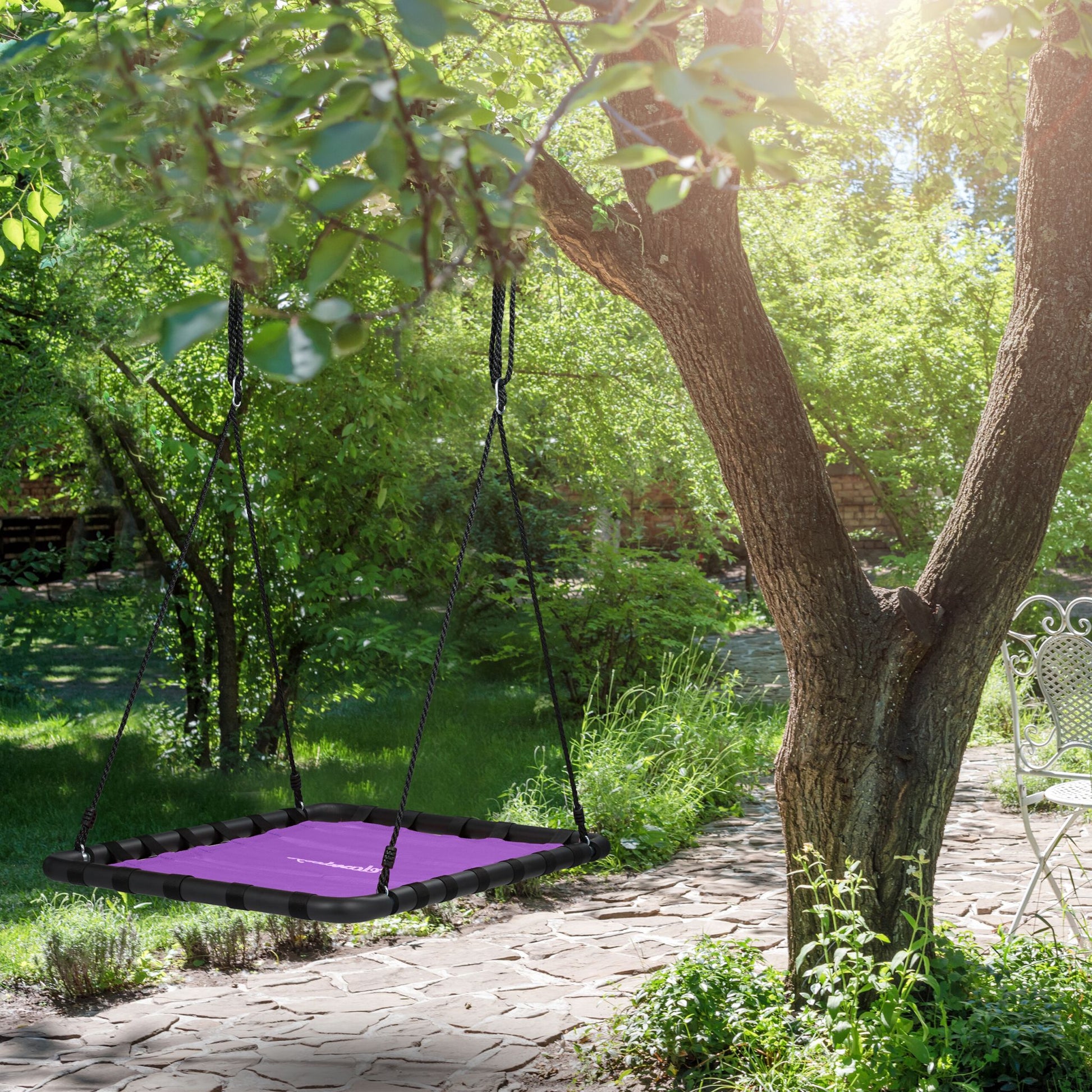 Eckige Nestschaukel Lila-Schwarz von Relaxdays