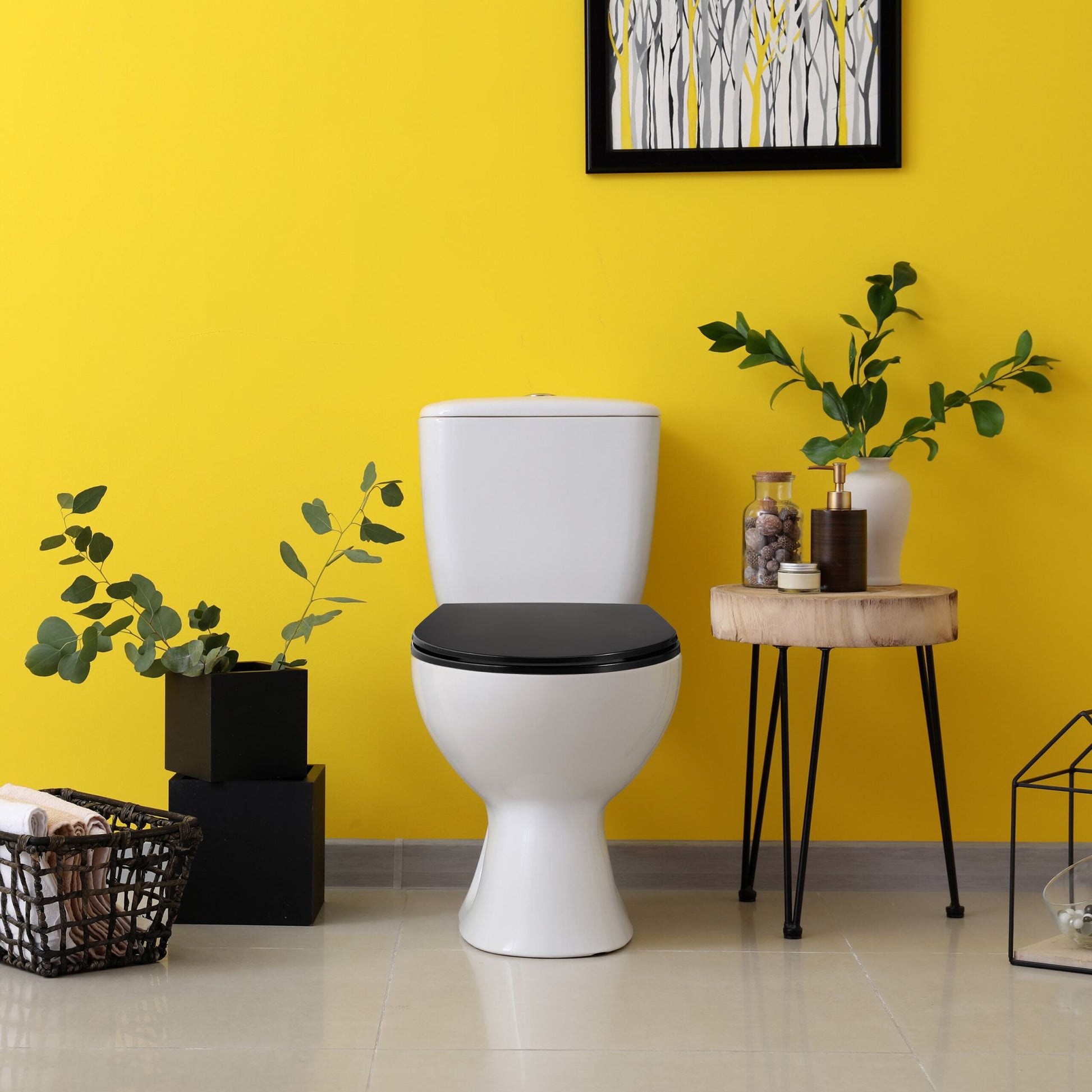 Toilettendeckel mit Absenkautomatik Schwarz von Relaxdays