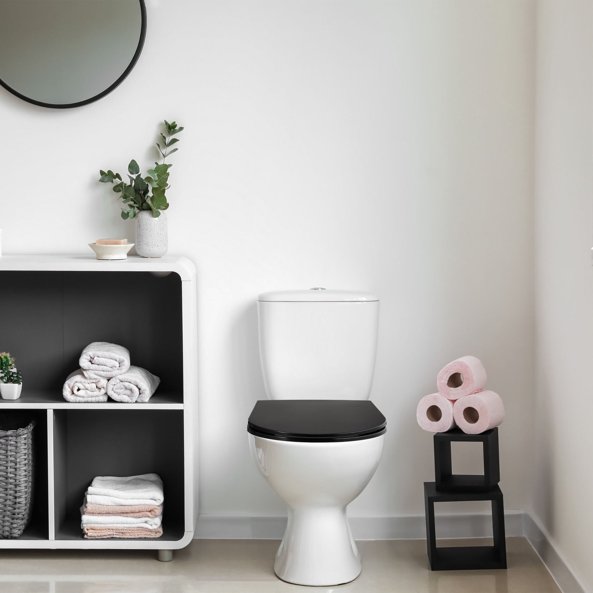 Toilettendeckel mit Absenkautomatik Schwarz von Relaxdays