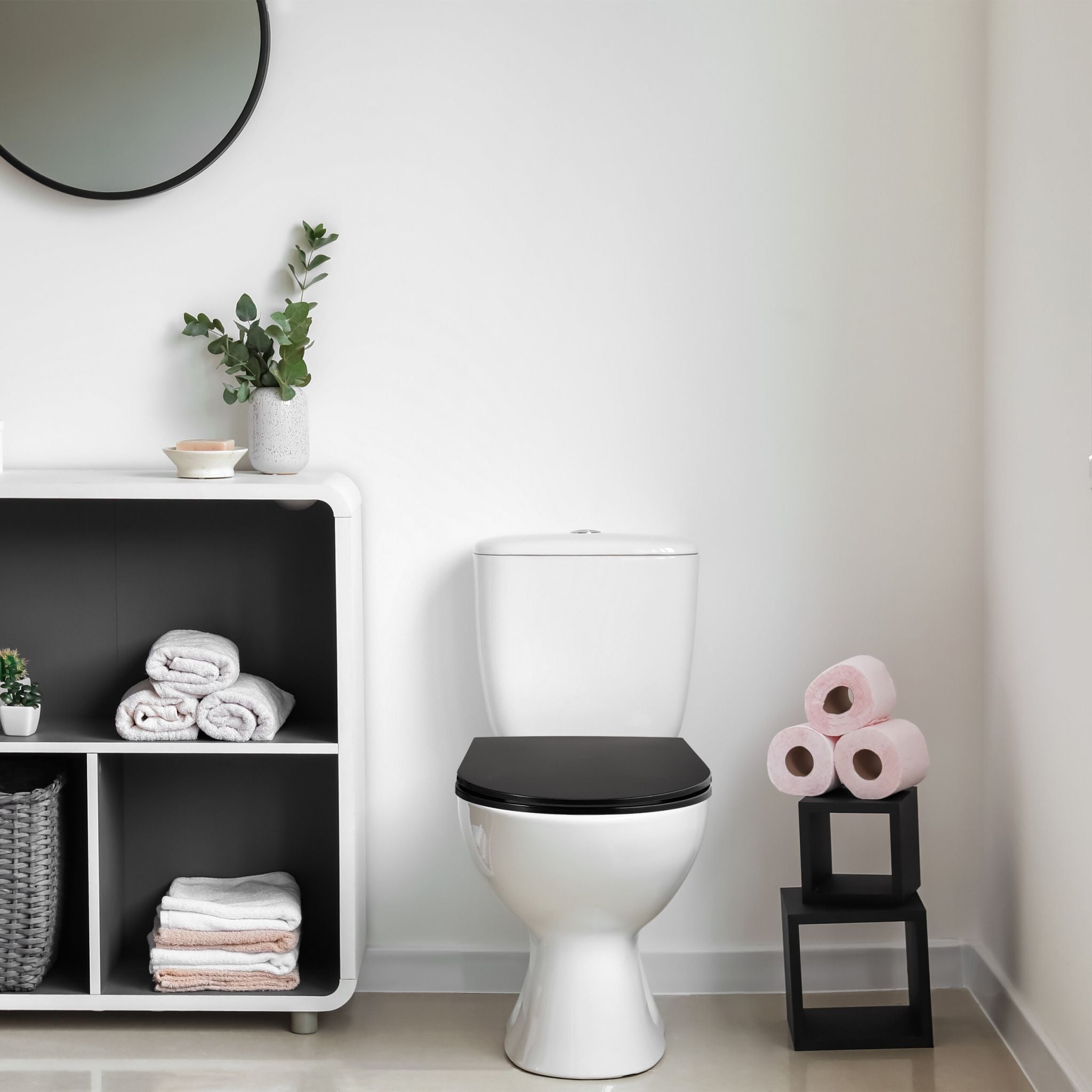 Toilettendeckel mit Absenkautomatik Schwarz von Relaxdays