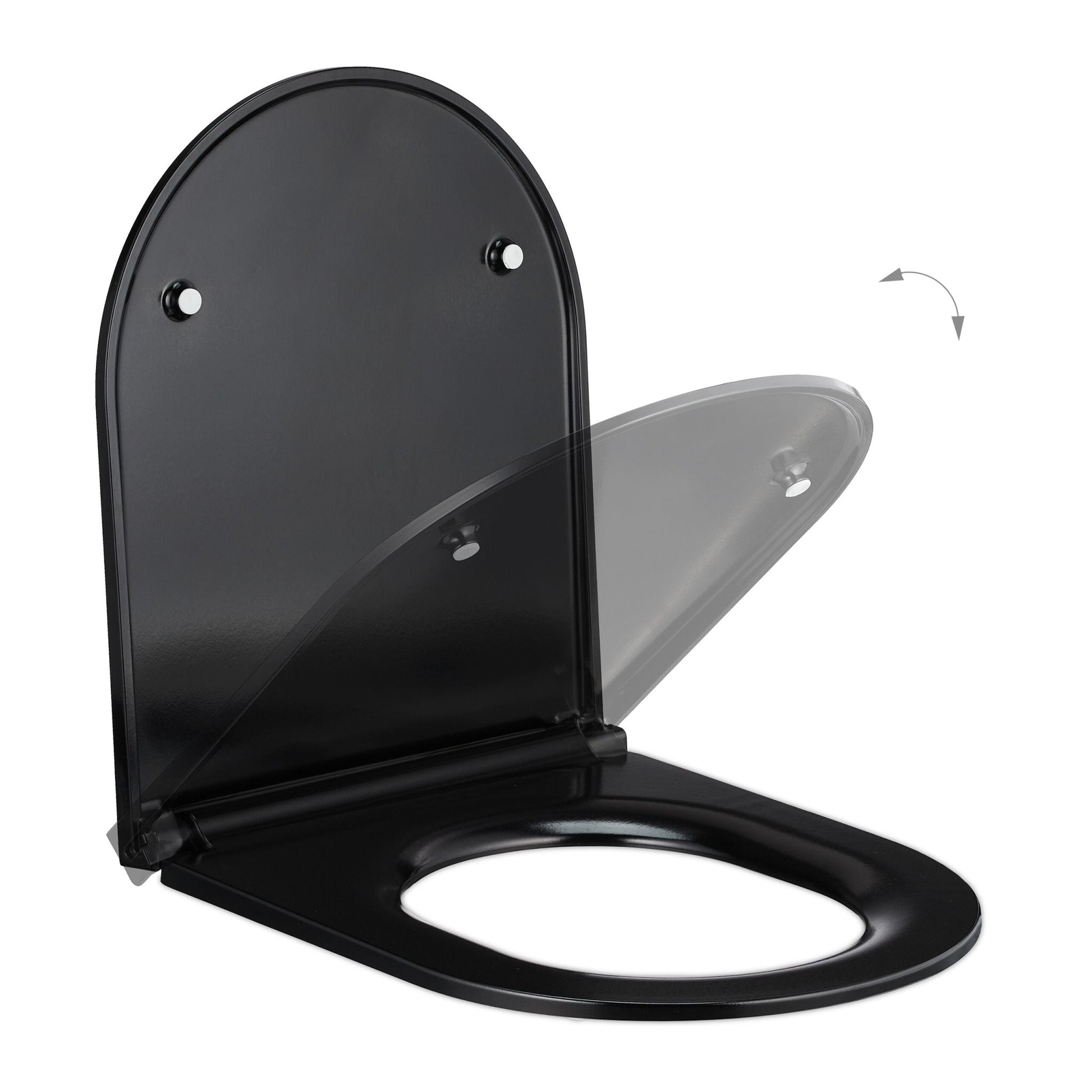 Toilettendeckel mit Absenkautomatik Schwarz von Relaxdays