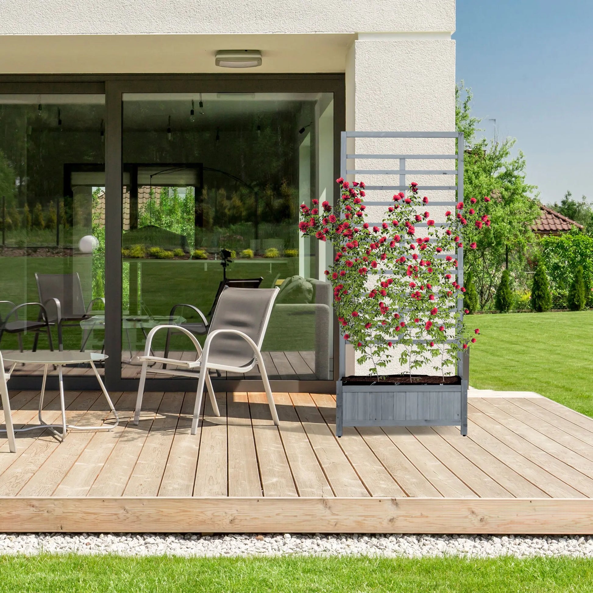 Pflanzkasten mit Spalierwand in Grau Schwarz-Grau von Relaxdays