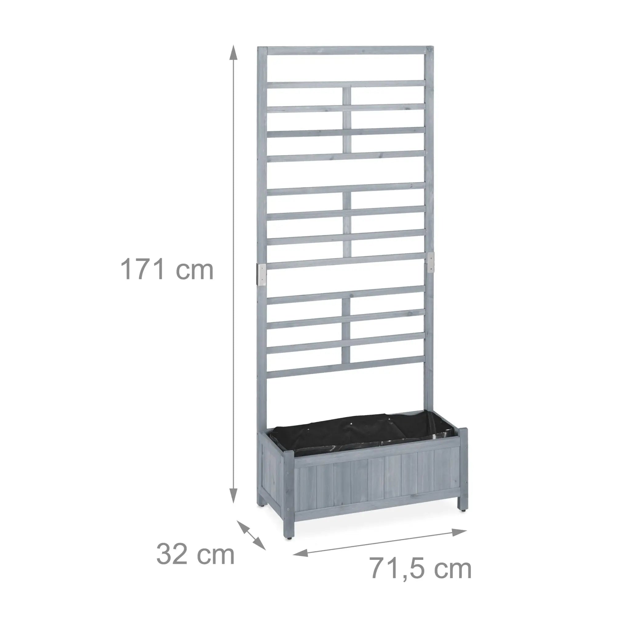 Pflanzkasten mit Spalierwand in Grau Schwarz-Grau von Relaxdays