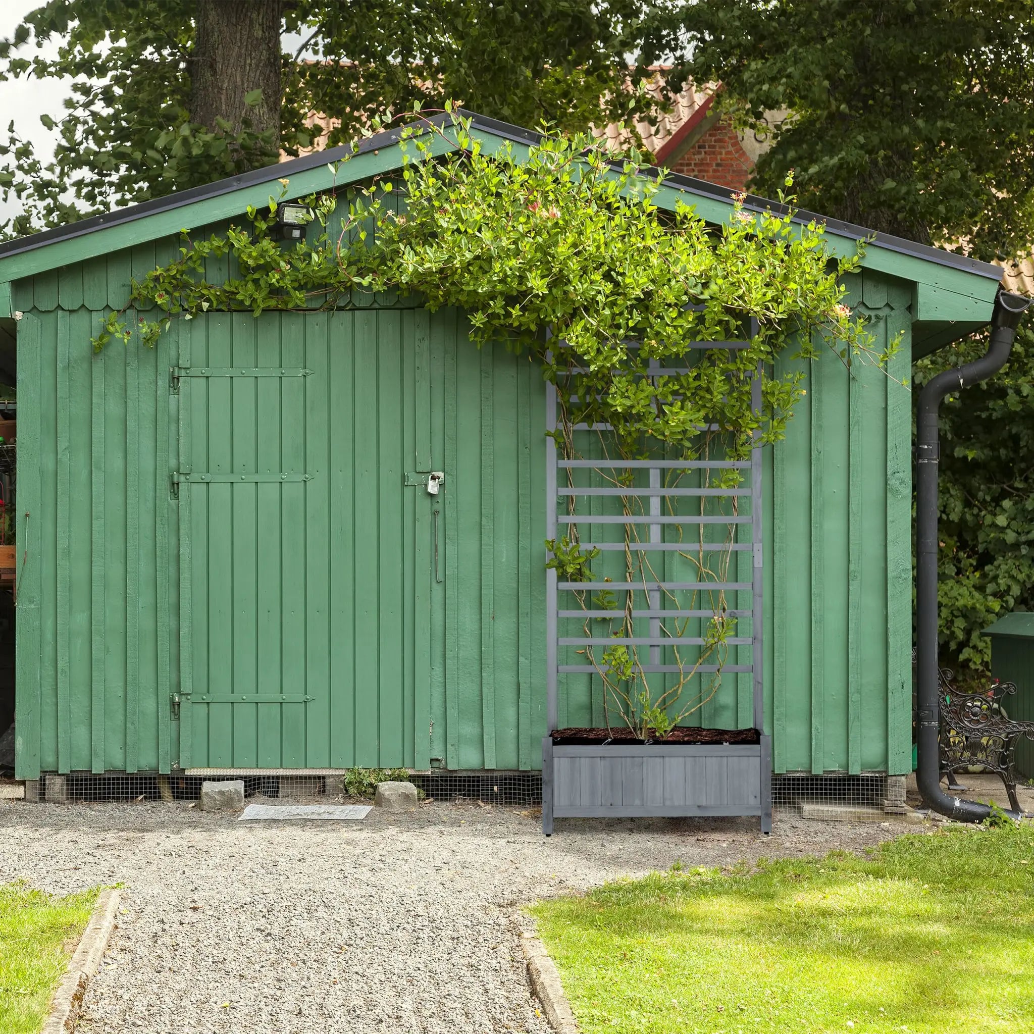 Pflanzkasten mit Spalierwand in Grau Schwarz-Grau von Relaxdays
